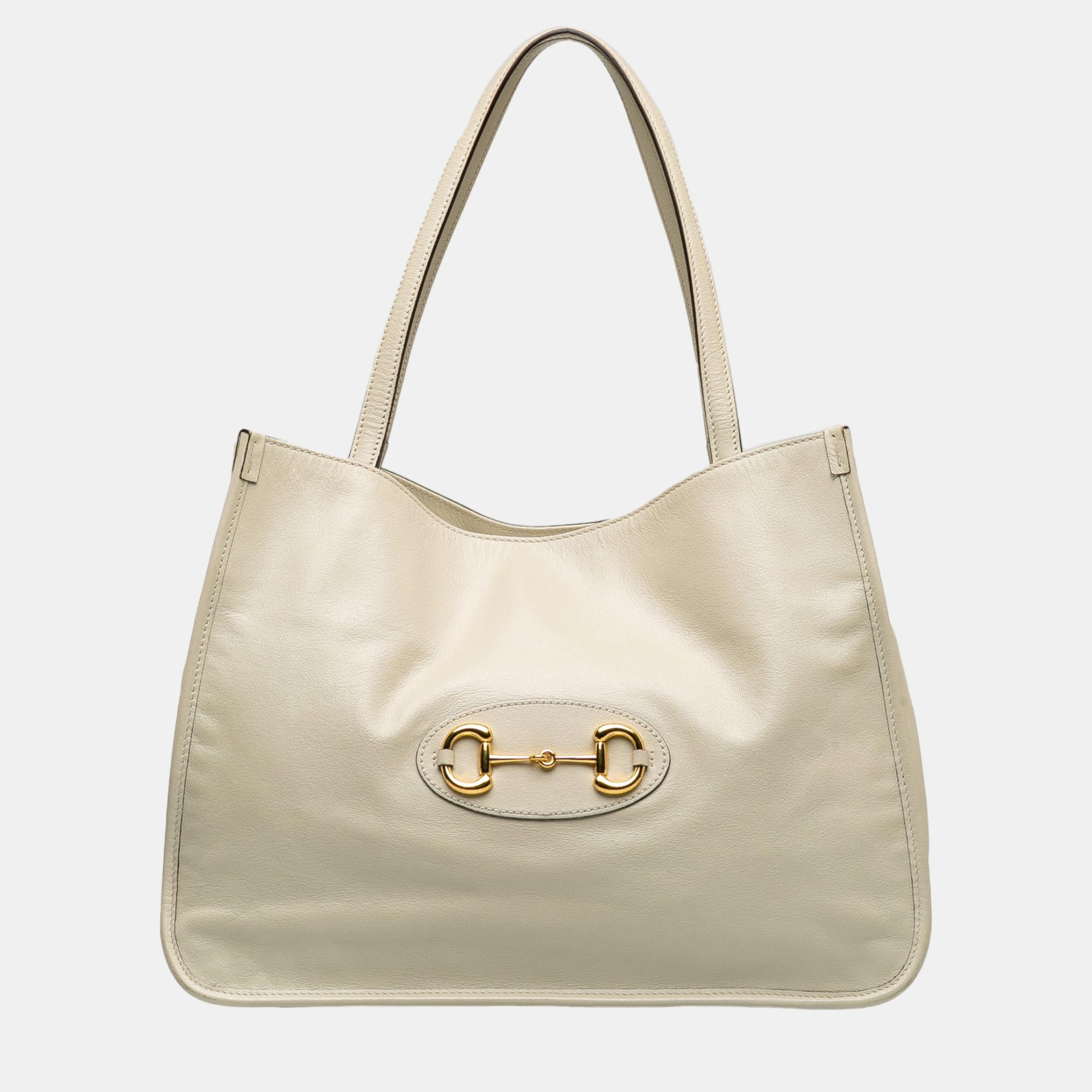 

Gucci White Horsebit 1995 Leather Tote Bag