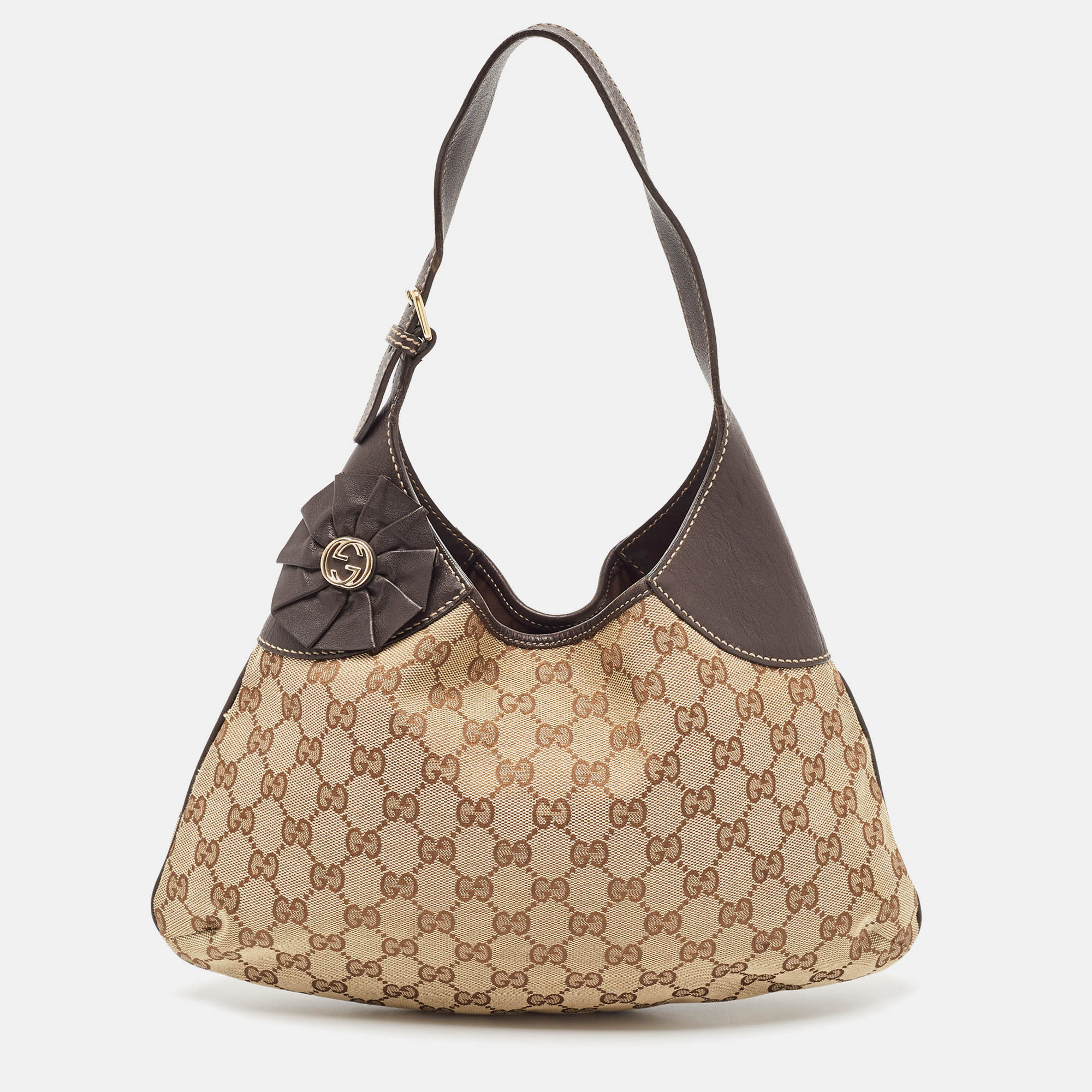 

Gucci Choco Brown/Beige GG Canvas and Leather Hobo