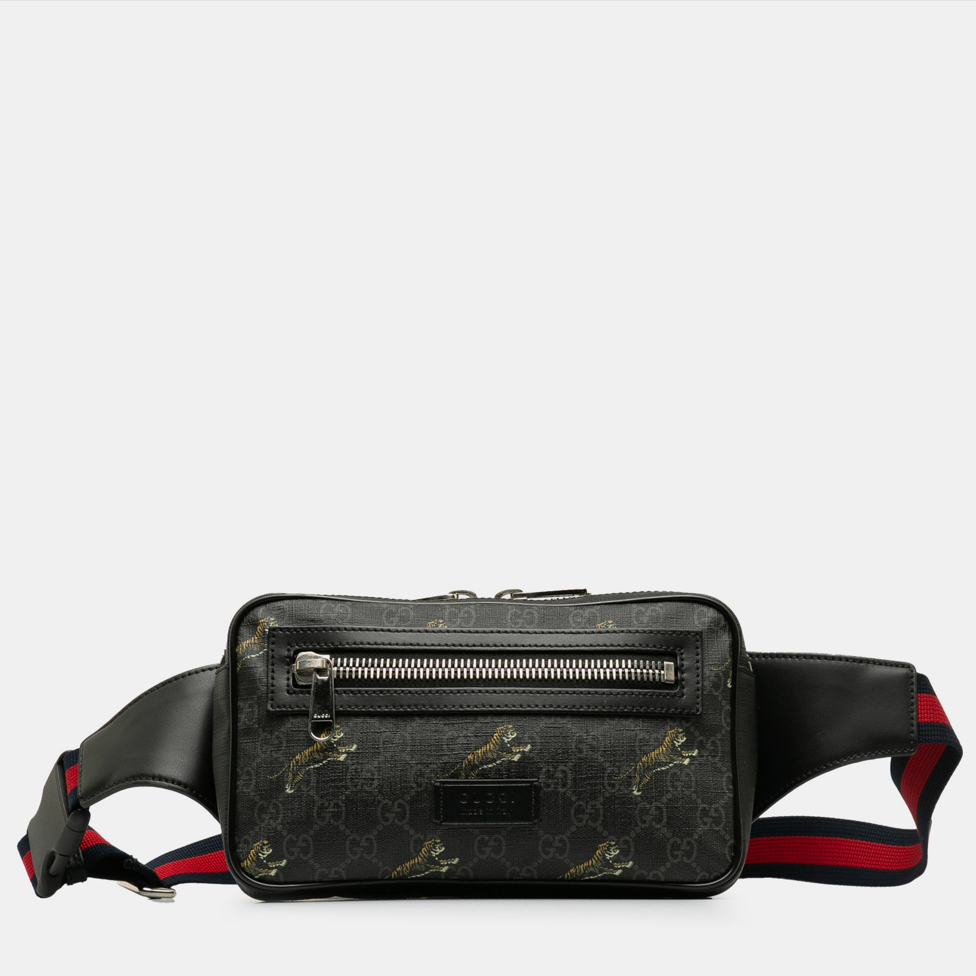 

Gucci GG Supreme Web Tiger Belt Bag, Black