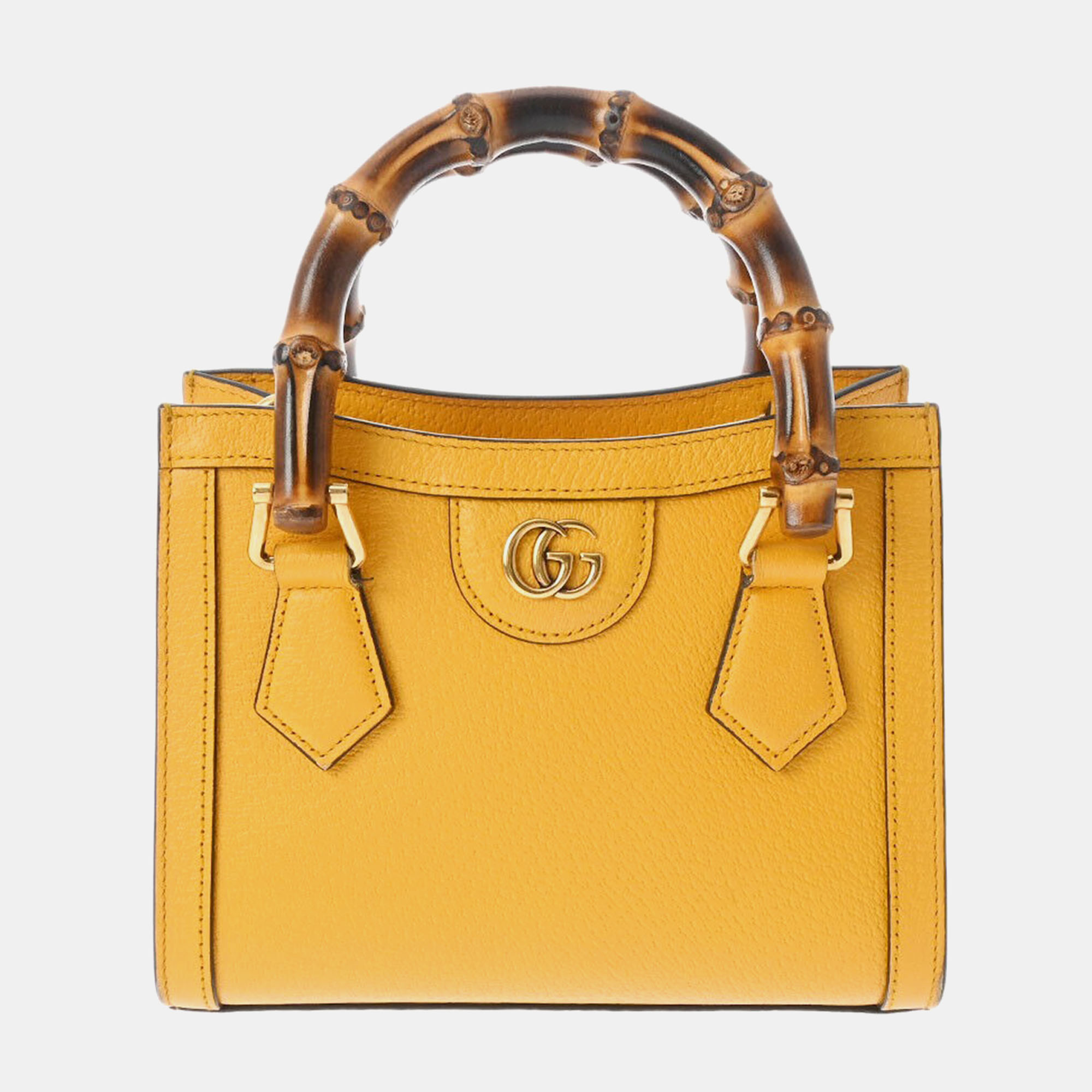 

Gucci Yellow Leather  Bamboo Diana Tote Bag