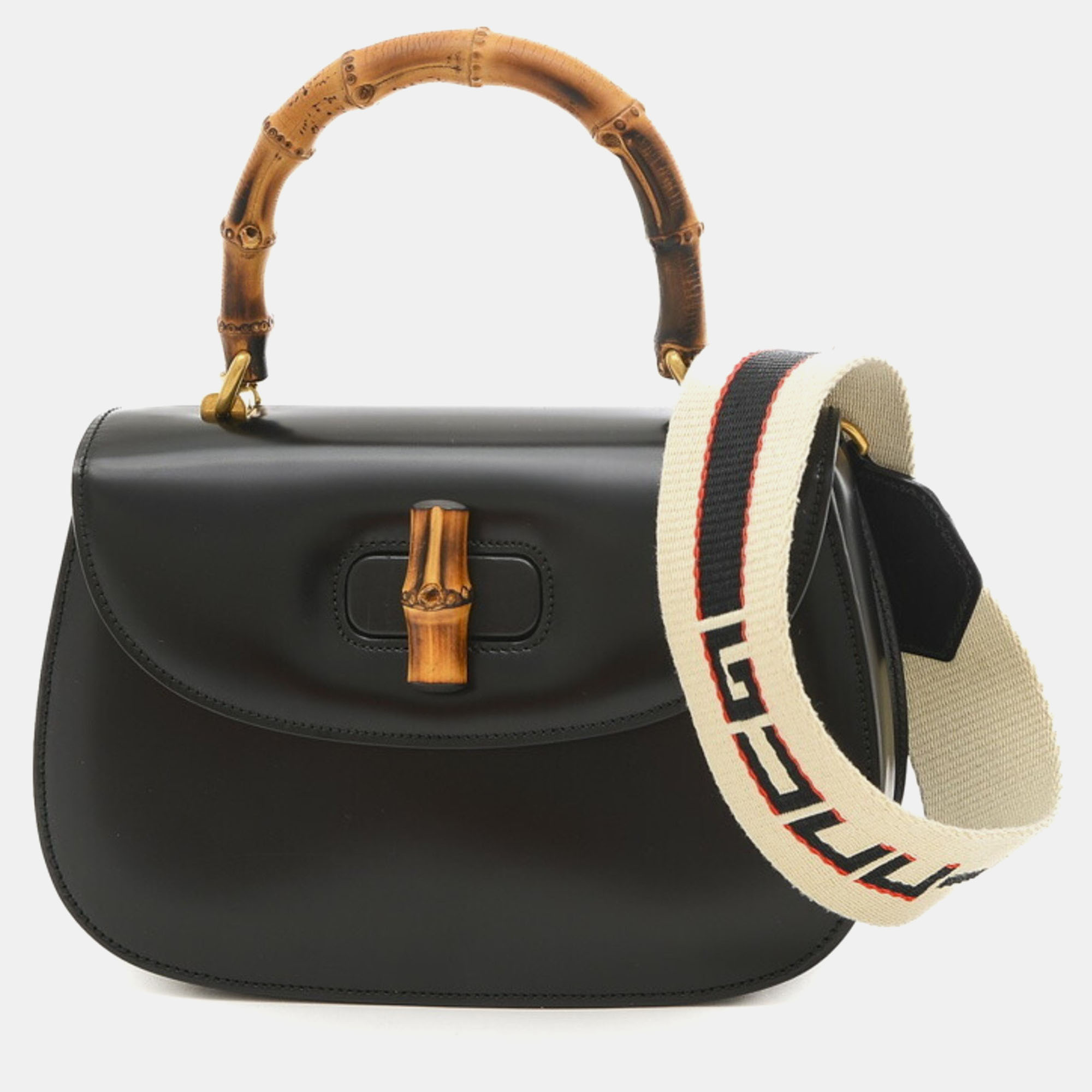 

Gucci Black Calf Leather Small Bamboo Top Handle Bag