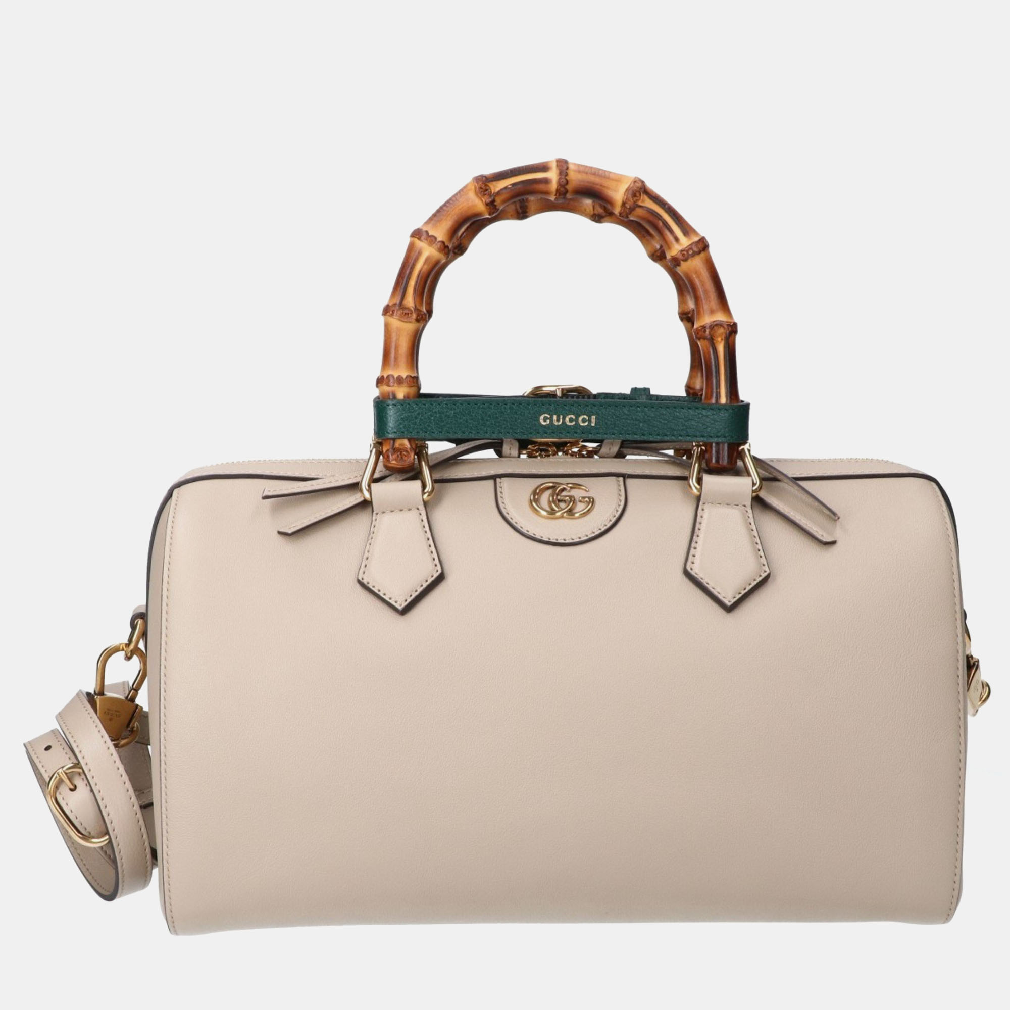 

Gucci Beige Leather Diana NM Bamboo Handle Boston Bag