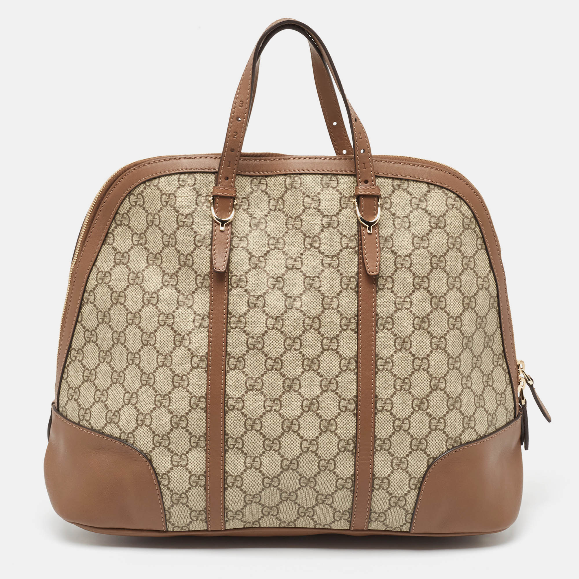 

Gucci Beige/Brown GG Supreme Canvas and Leather Large Nice Dome Bag