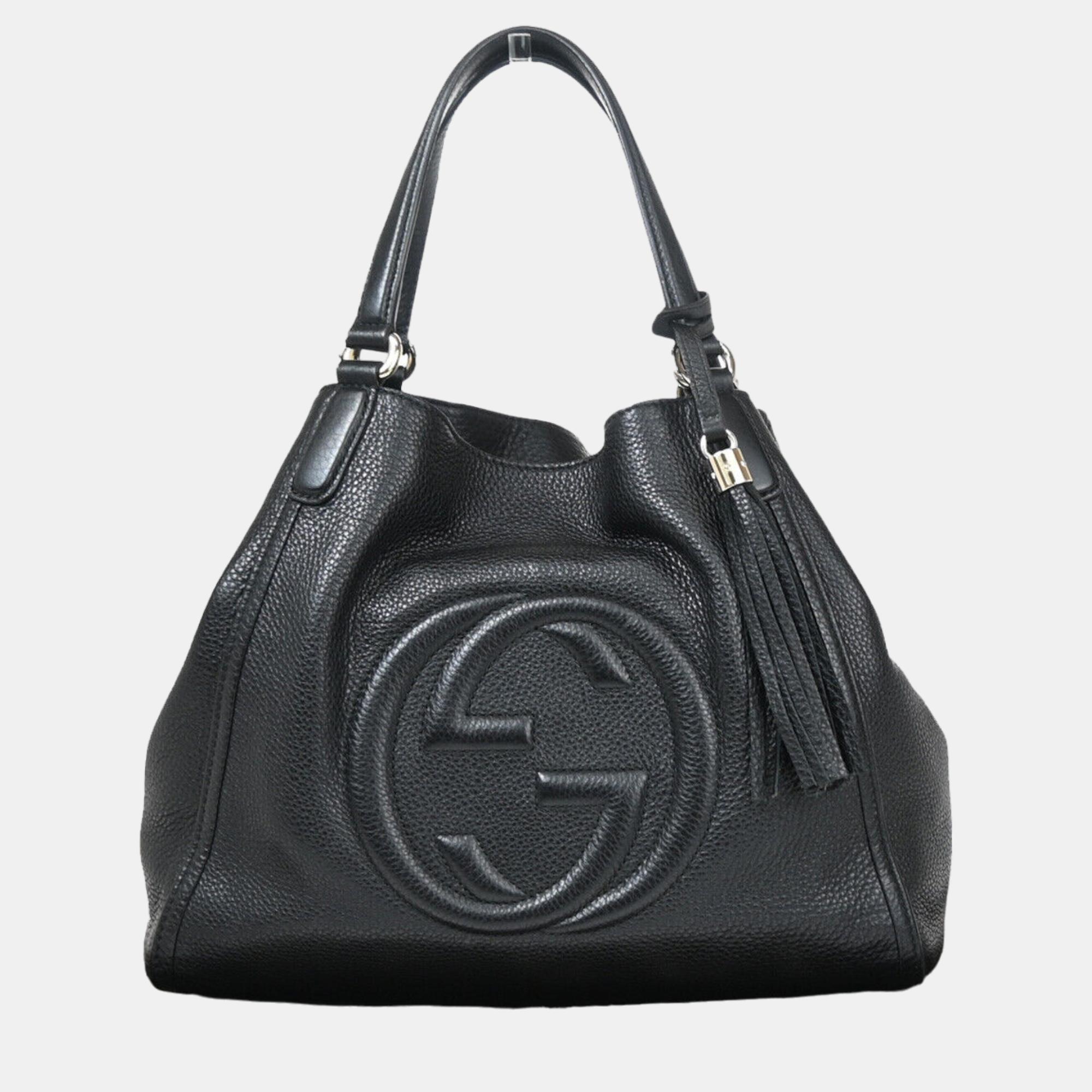 

Gucci Black Leather Medium Soho Tote Bag