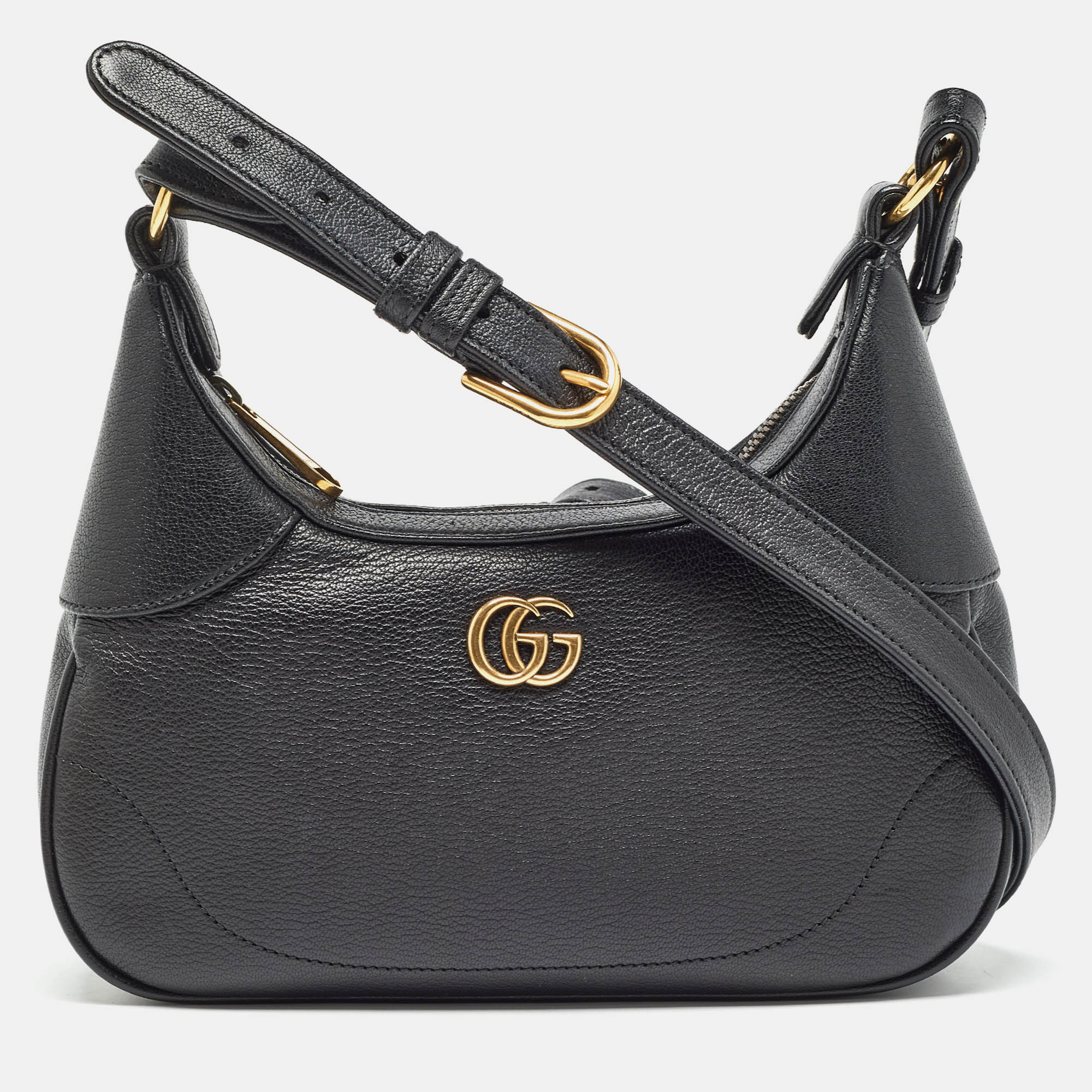 Pre-owned Gucci Black Leather Small Aphrodite Hobo