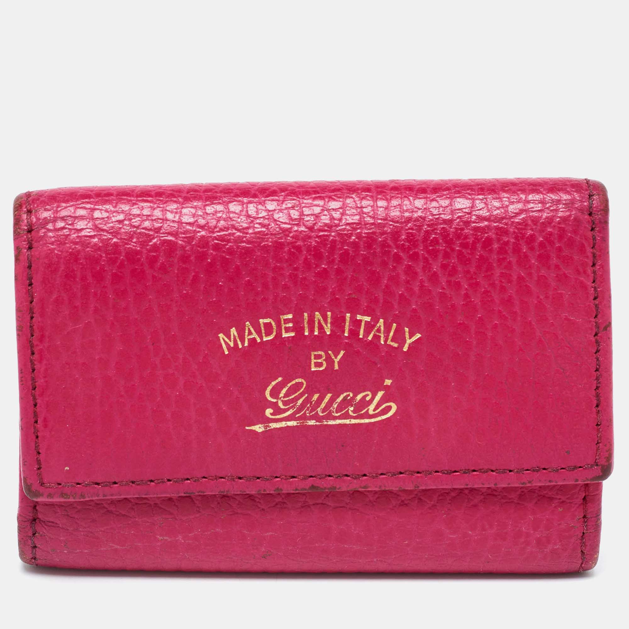 Pre-owned Gucci Pink Leather Key Case