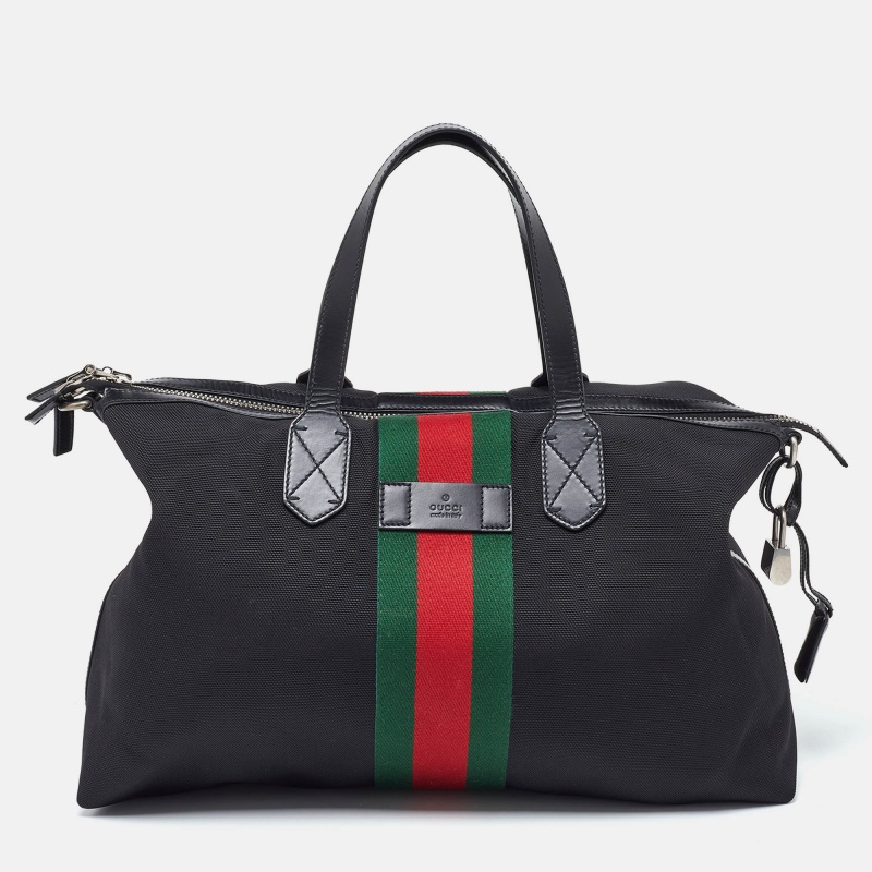 

Gucci Black Canvas and Leather Web Duffel Bag