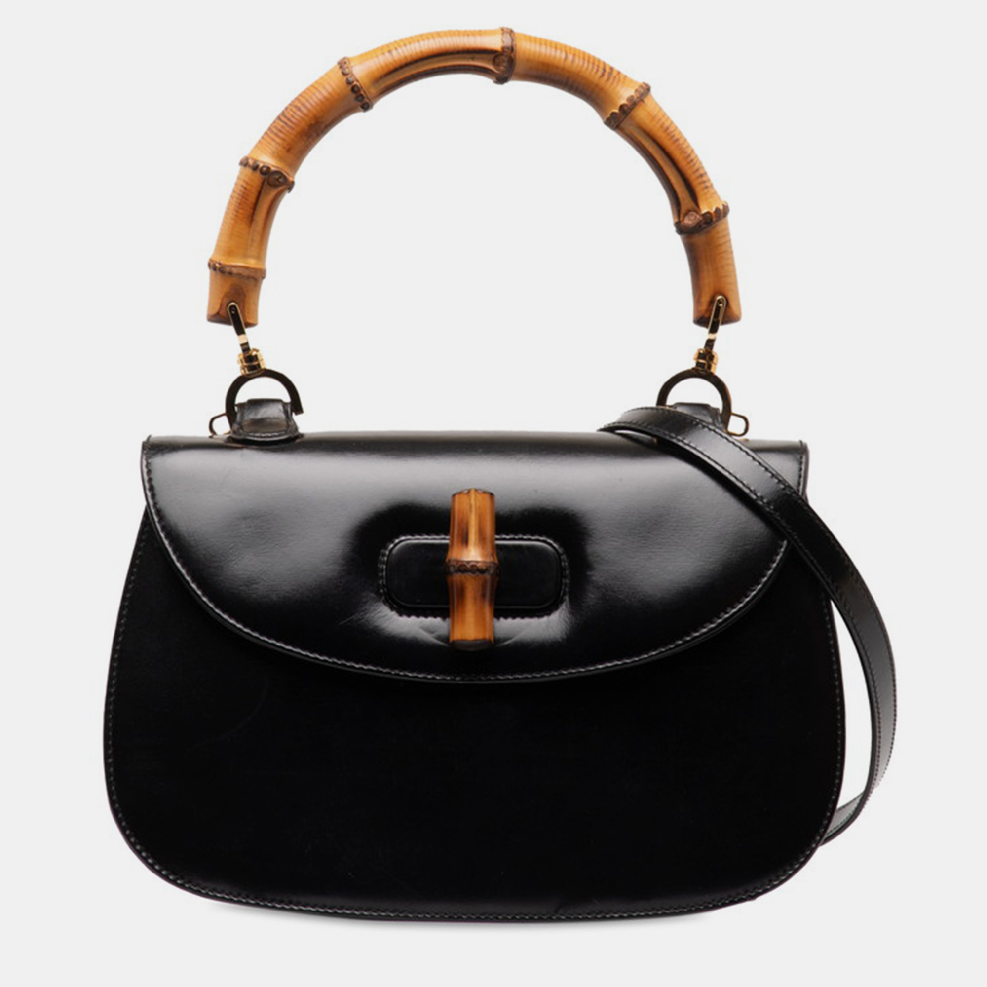 

Gucci Black Leather Bamboo 1947 Top Handle Bag
