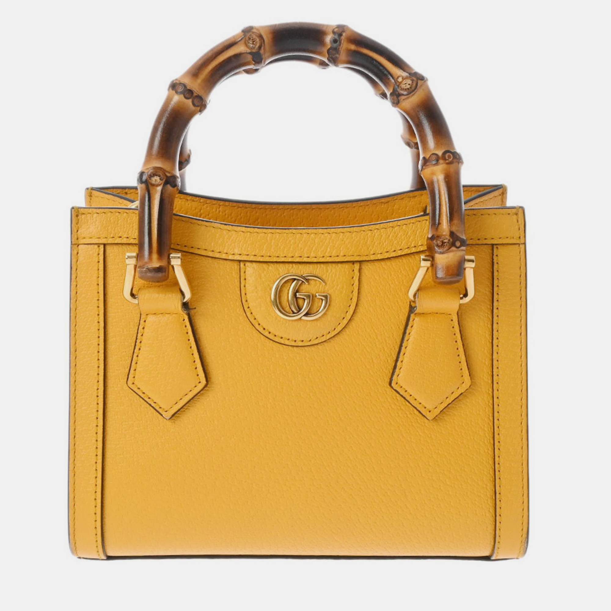 

Gucci Yellow Leather Bamboo Diana Tote Bag