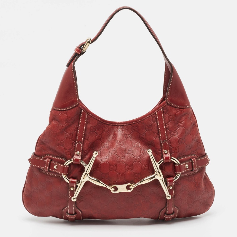 Pre-owned Gucci Ssima Leather 85th Anniversary Hobo In Red