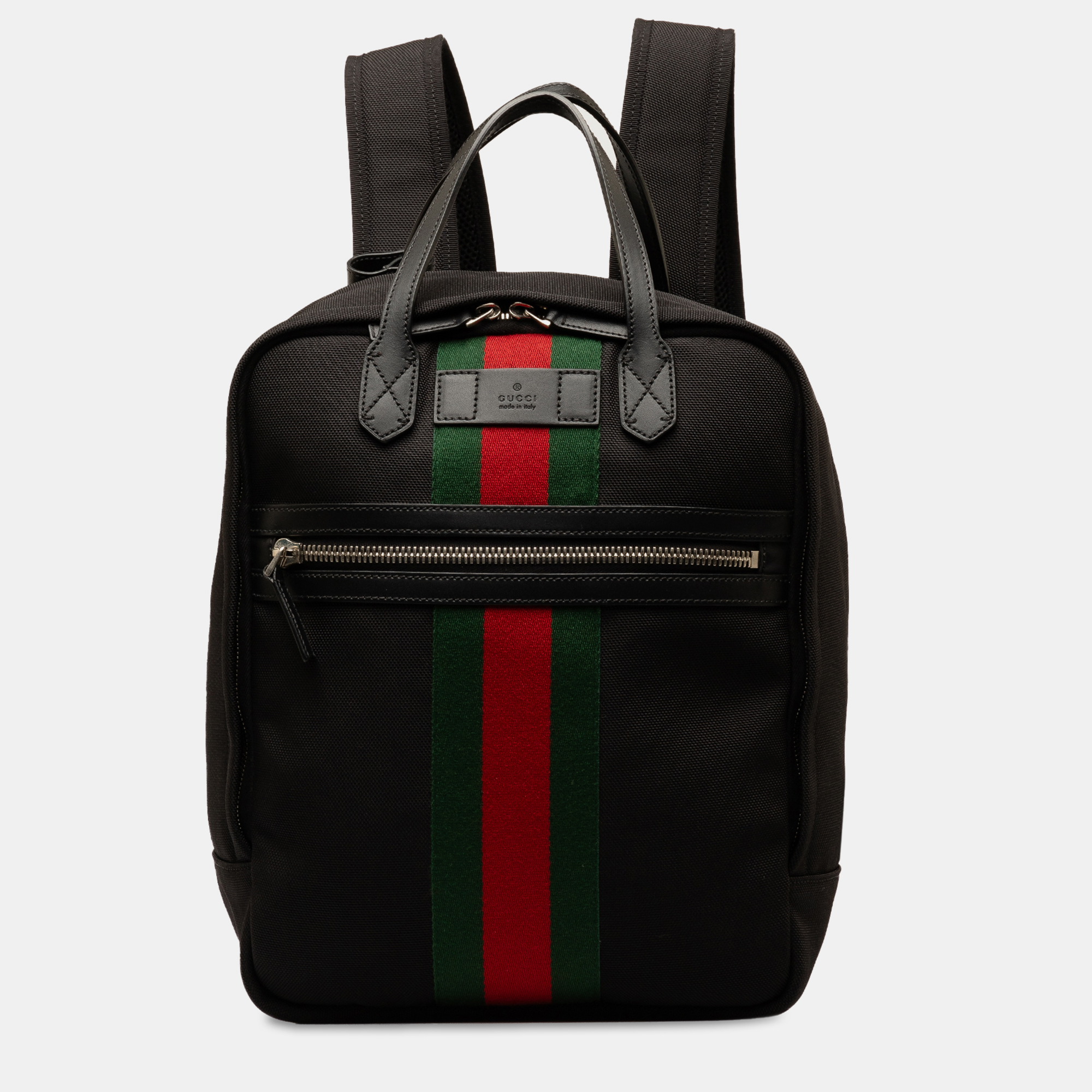 Pre-owned Gucci Canvas Techno Web Backpack In Black