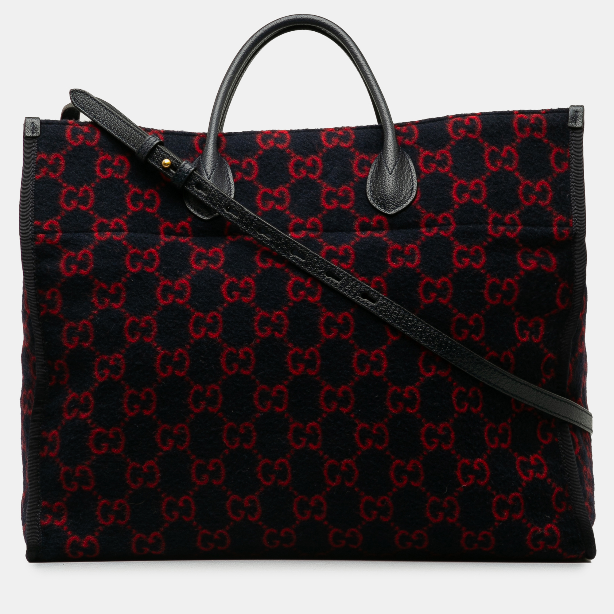Gucci GG Wool Satchel, Navy blue