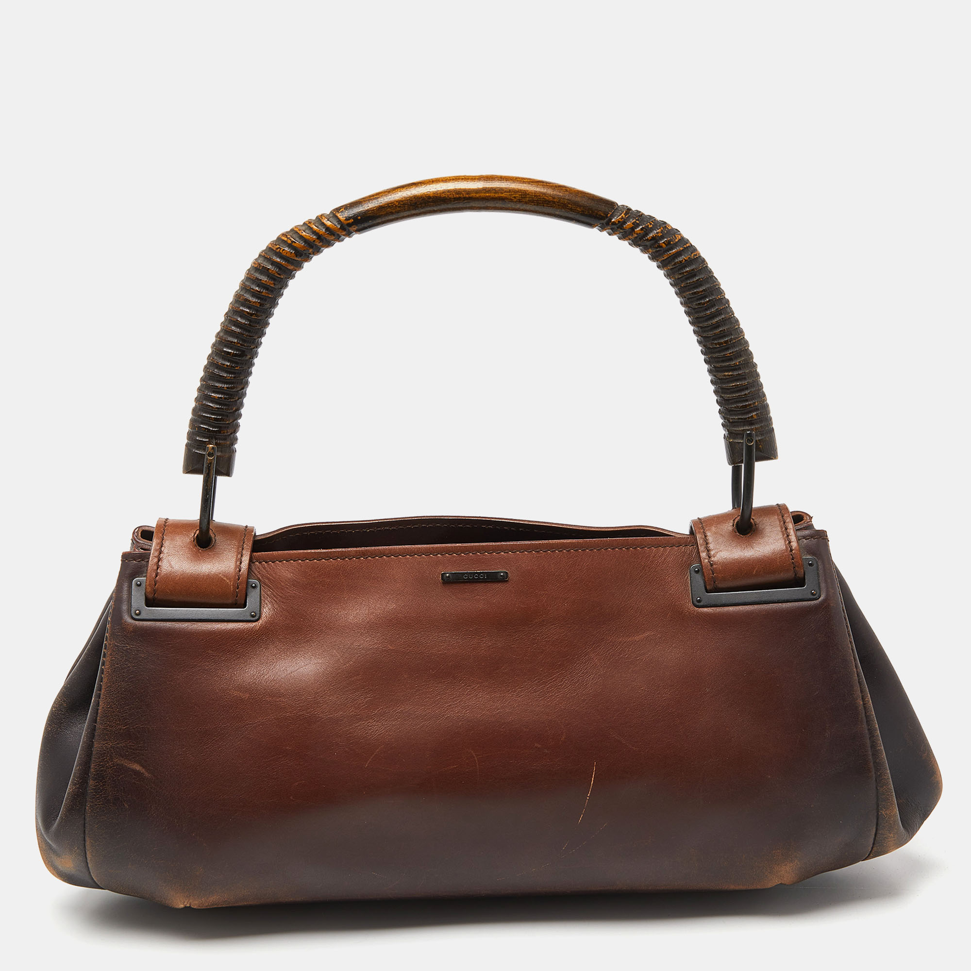

Gucci Two Tone Brown Leather Satchel