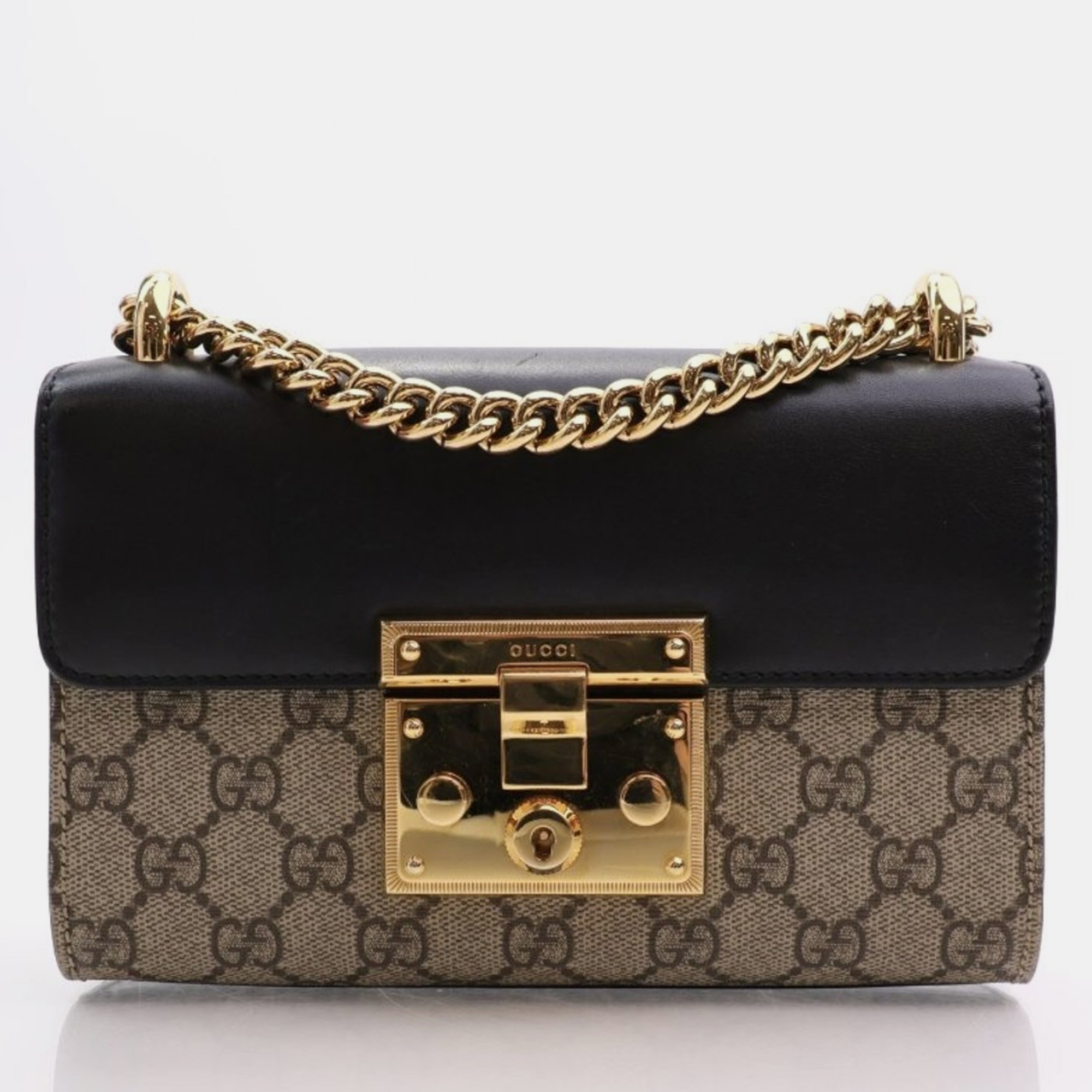 

Gucci Black/Beige GG Supreme Canvas  Padlock Shoulder Bag