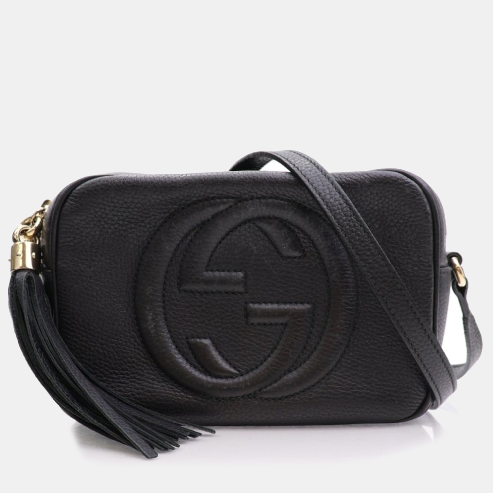 Pre-owned Gucci Black Leather Soho Disco Shoulder Bag