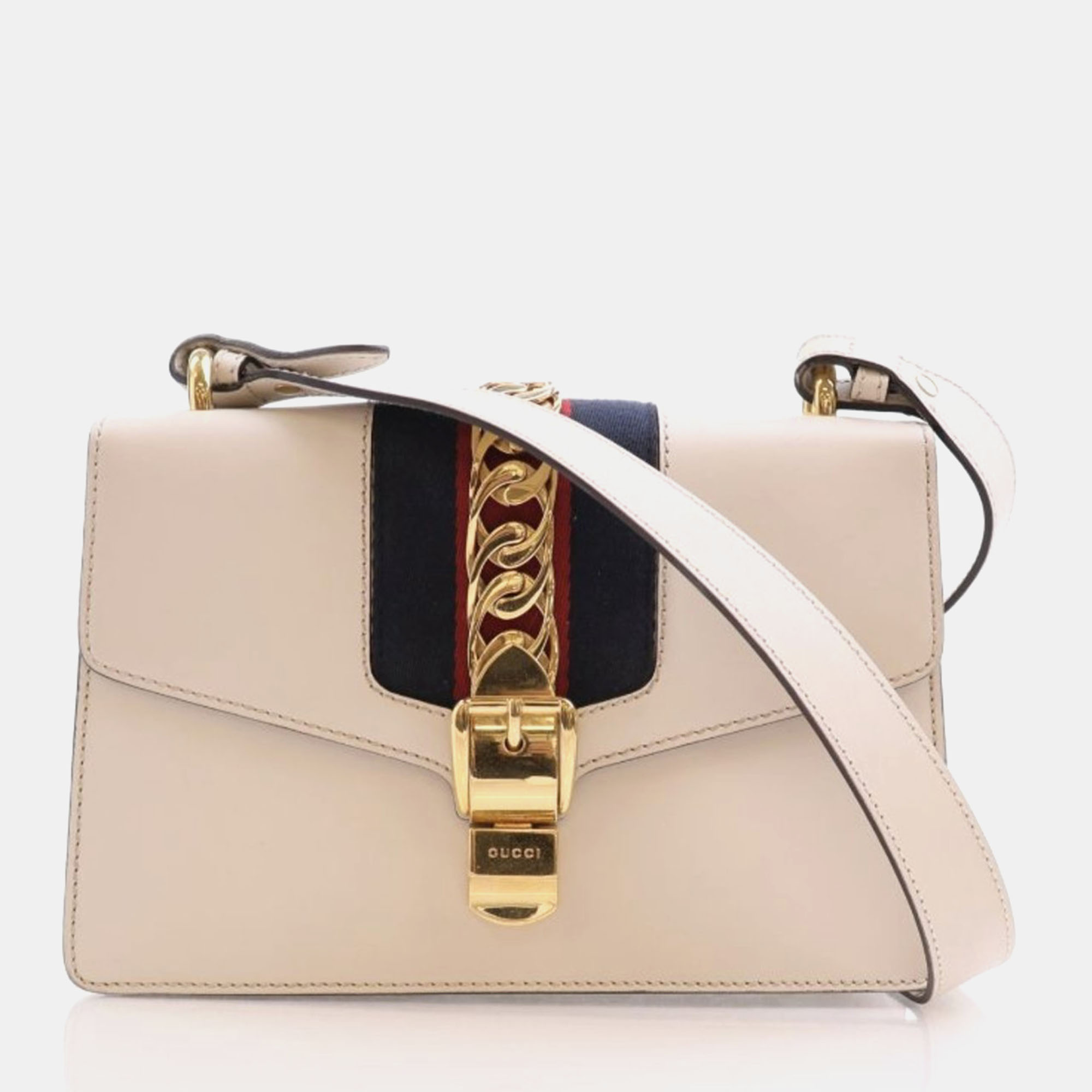 

Gucci White Leather  Sylvie Shoulder Bag