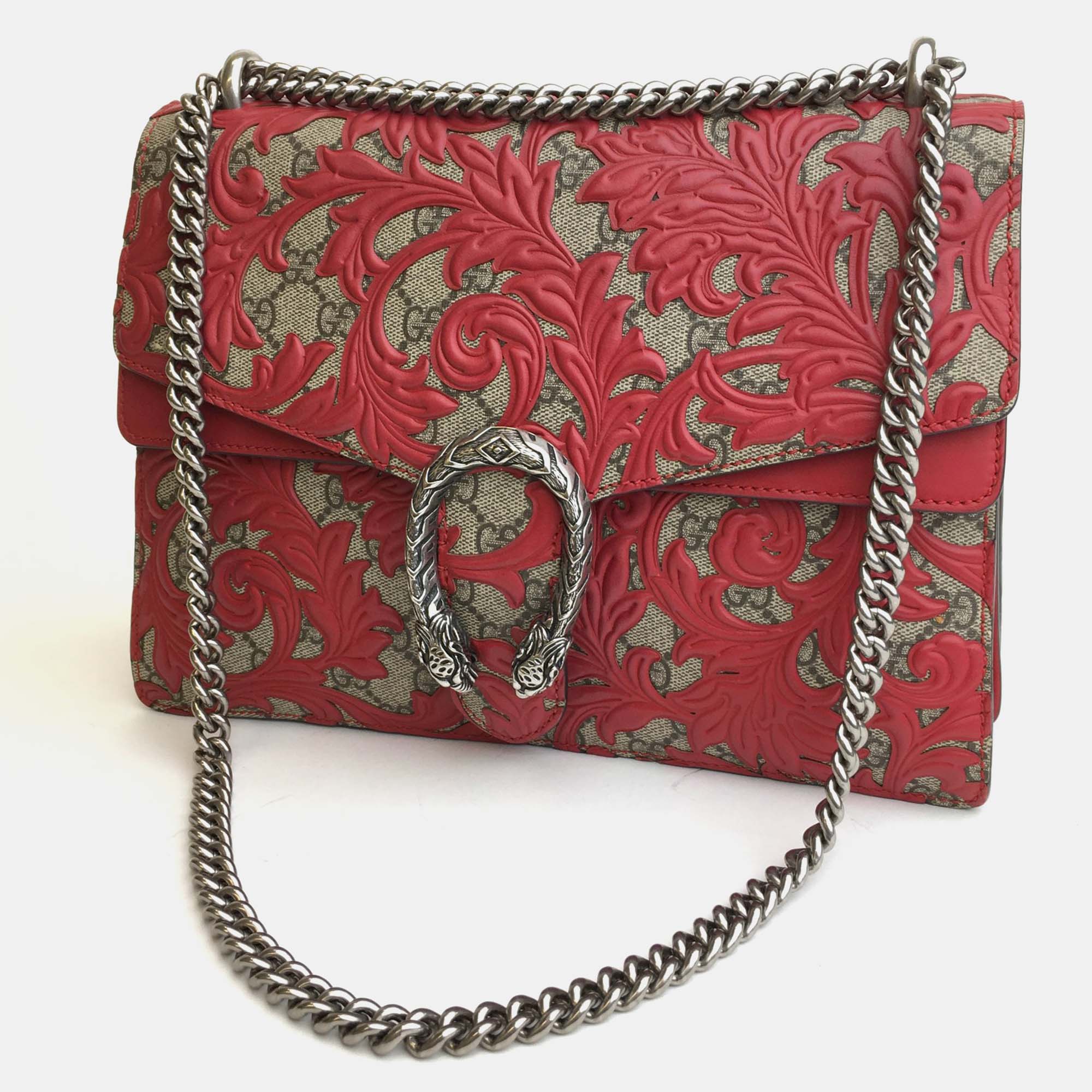 Gucci Red Leather Arabesque Dionysus Shoulder Bag 