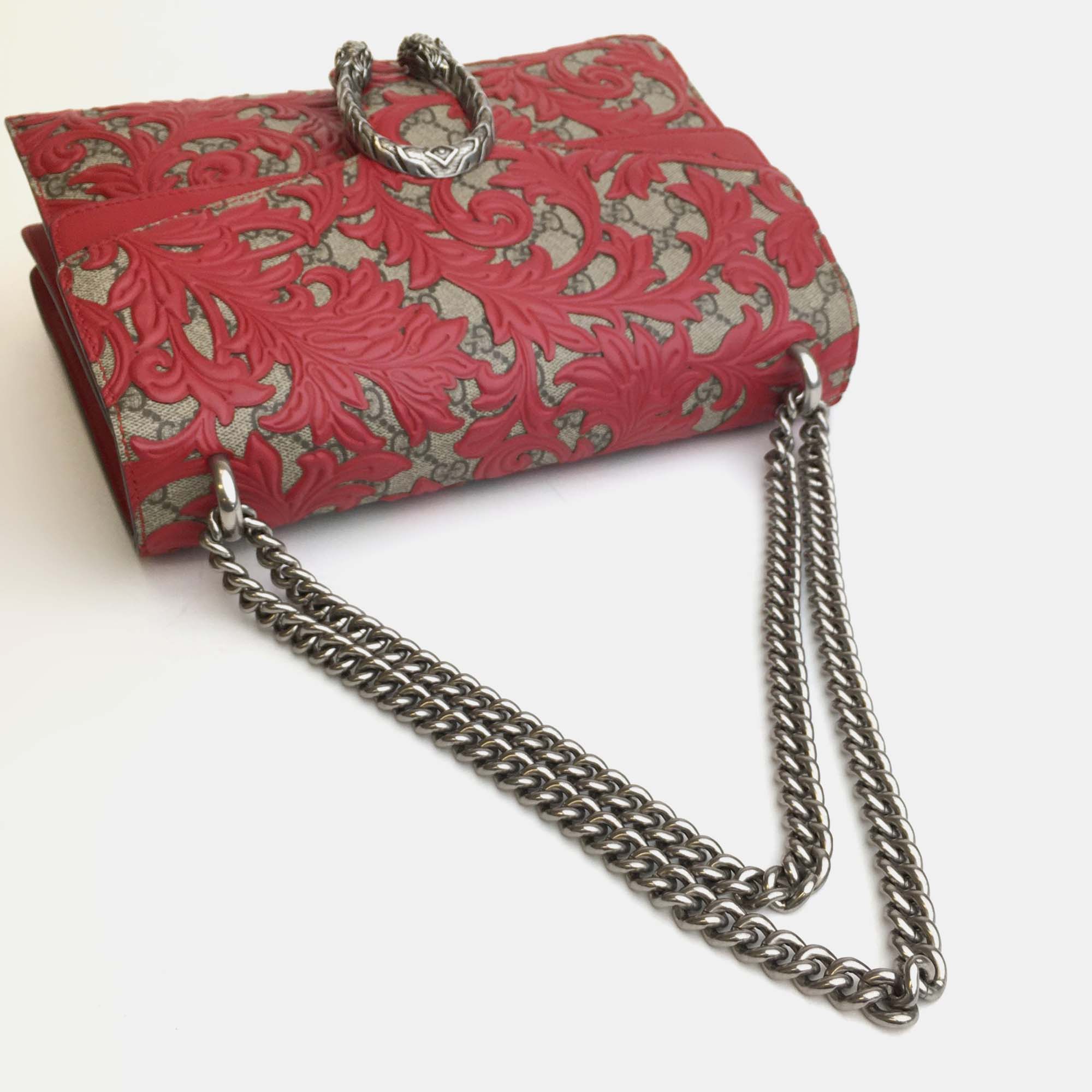 Gucci Red Leather Arabesque Dionysus Shoulder Bag 