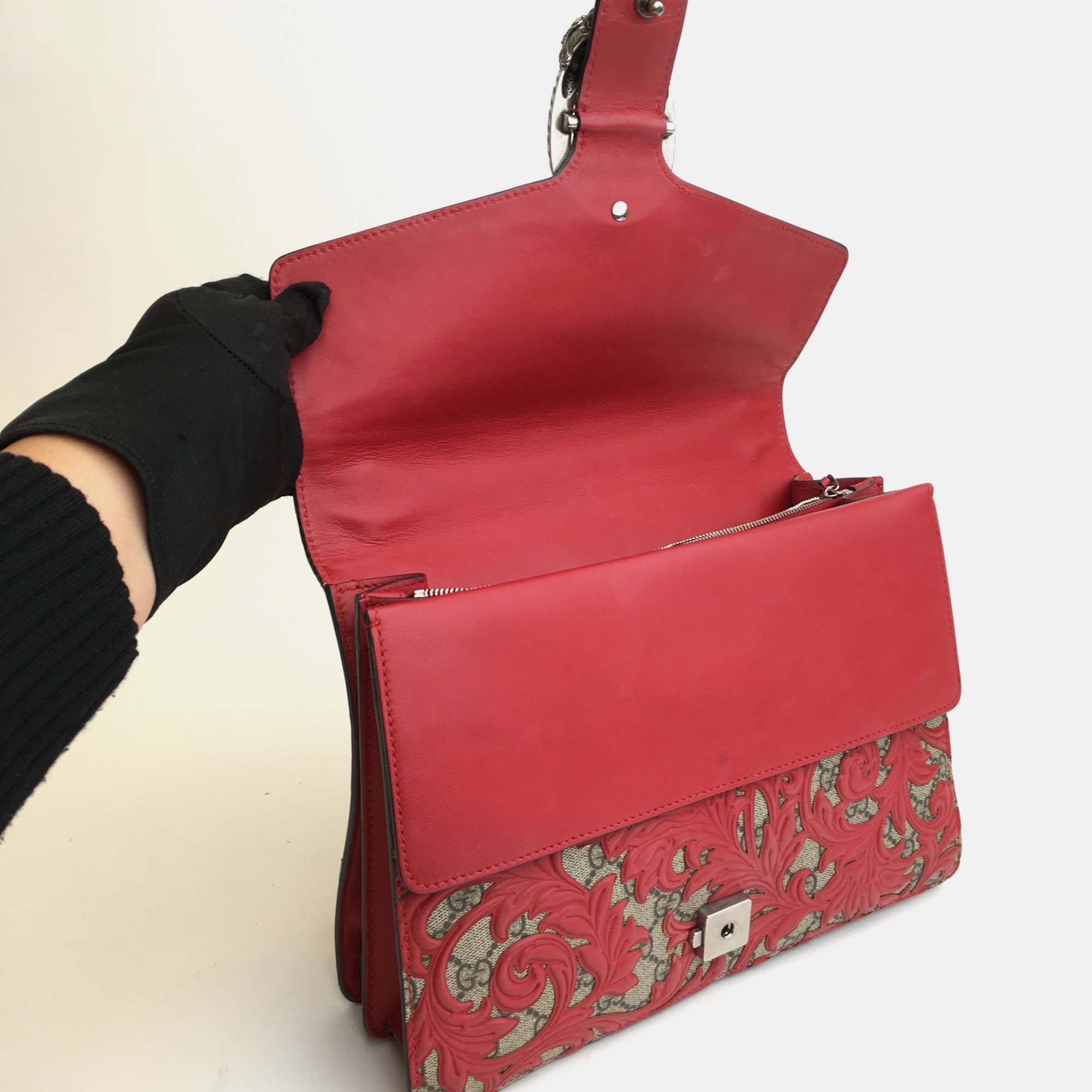 Gucci Red Leather Arabesque Dionysus Shoulder Bag 