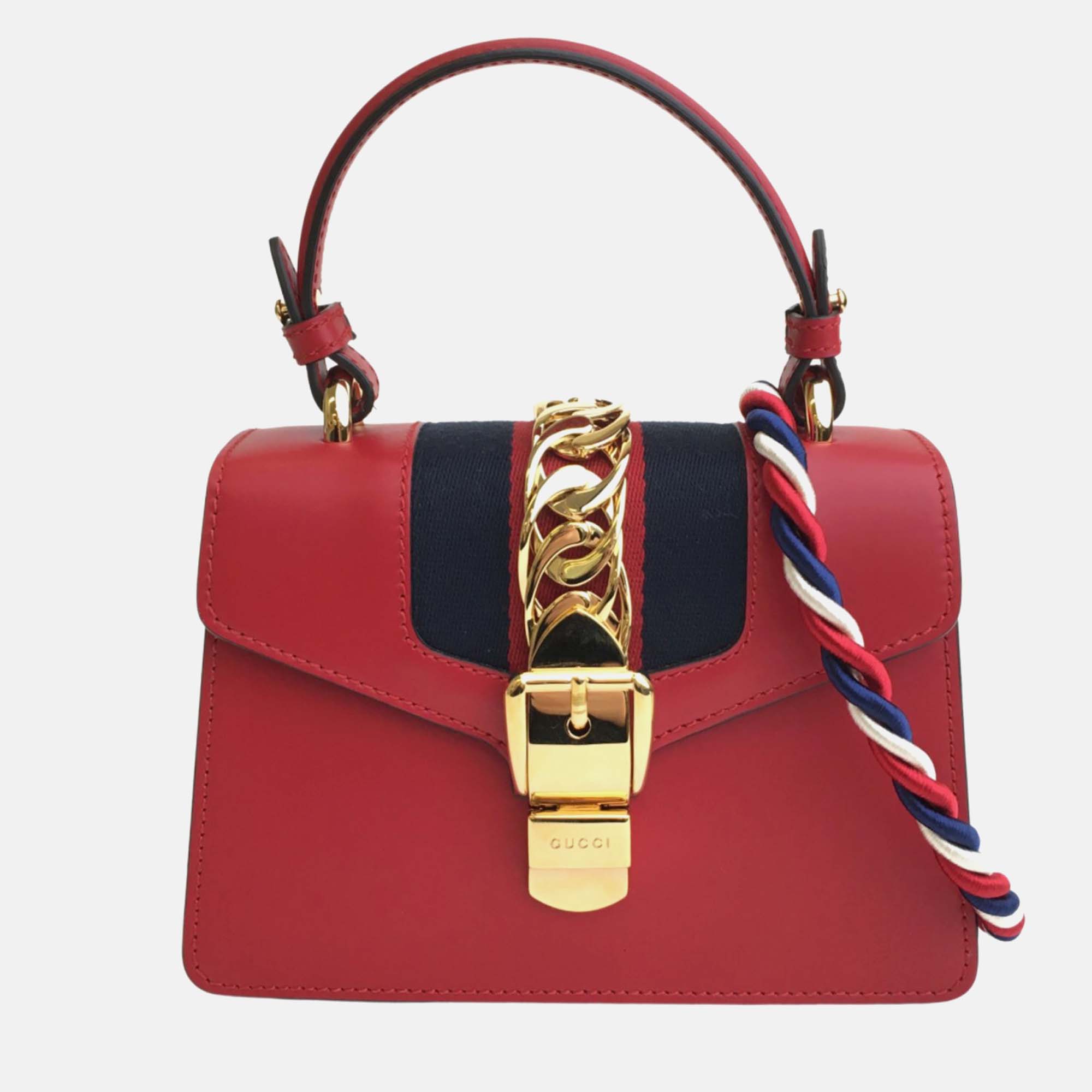 

Gucci Red Leather Mini Sylvie Shoulder Bag