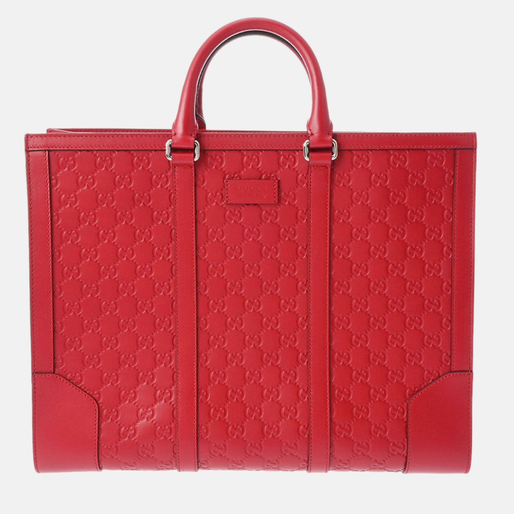 

Gucci Red Guccissima Leather Large Signature Convertible Top Handle Tote Bag