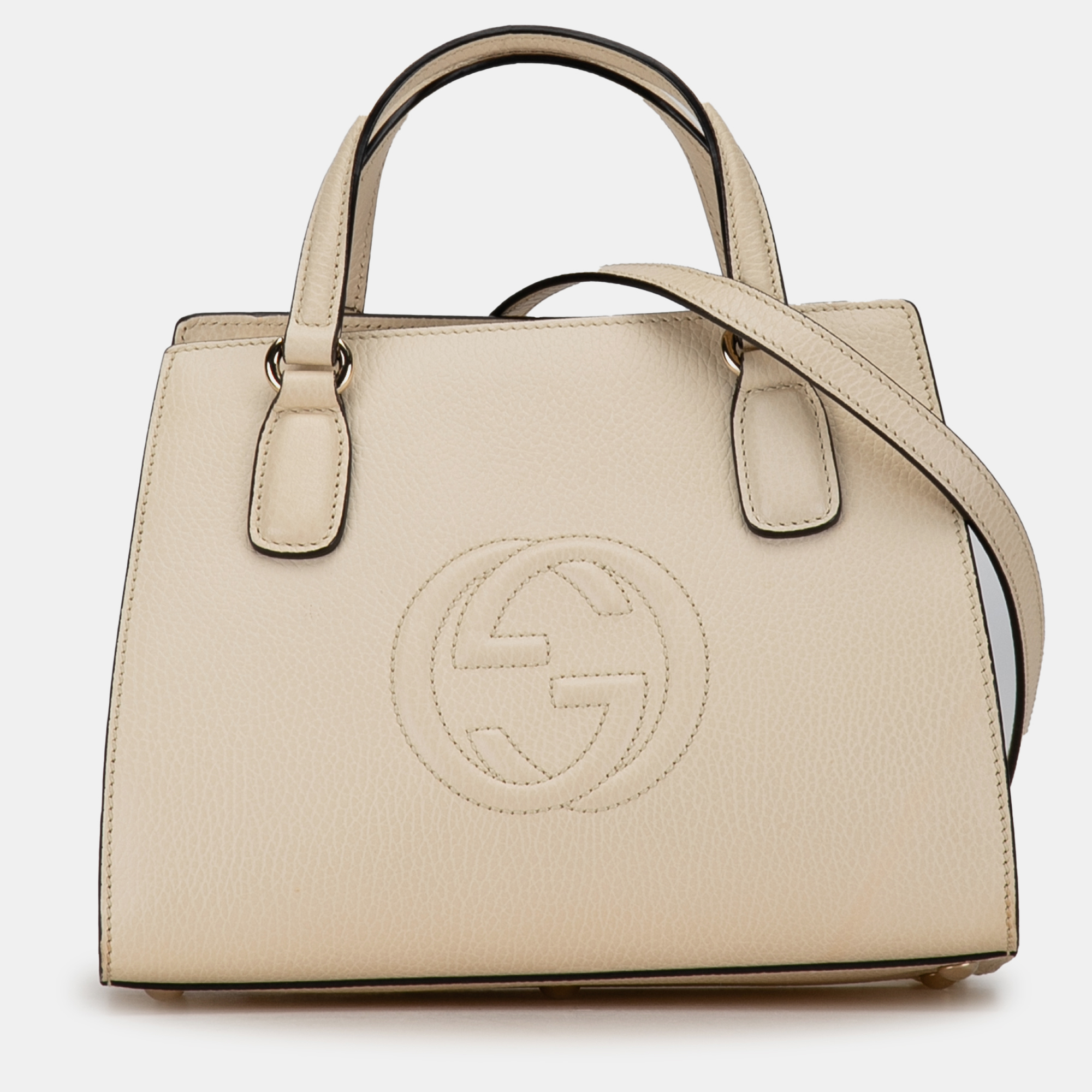 Pre-owned Gucci Medium Dollar Calf Soho Bag In White