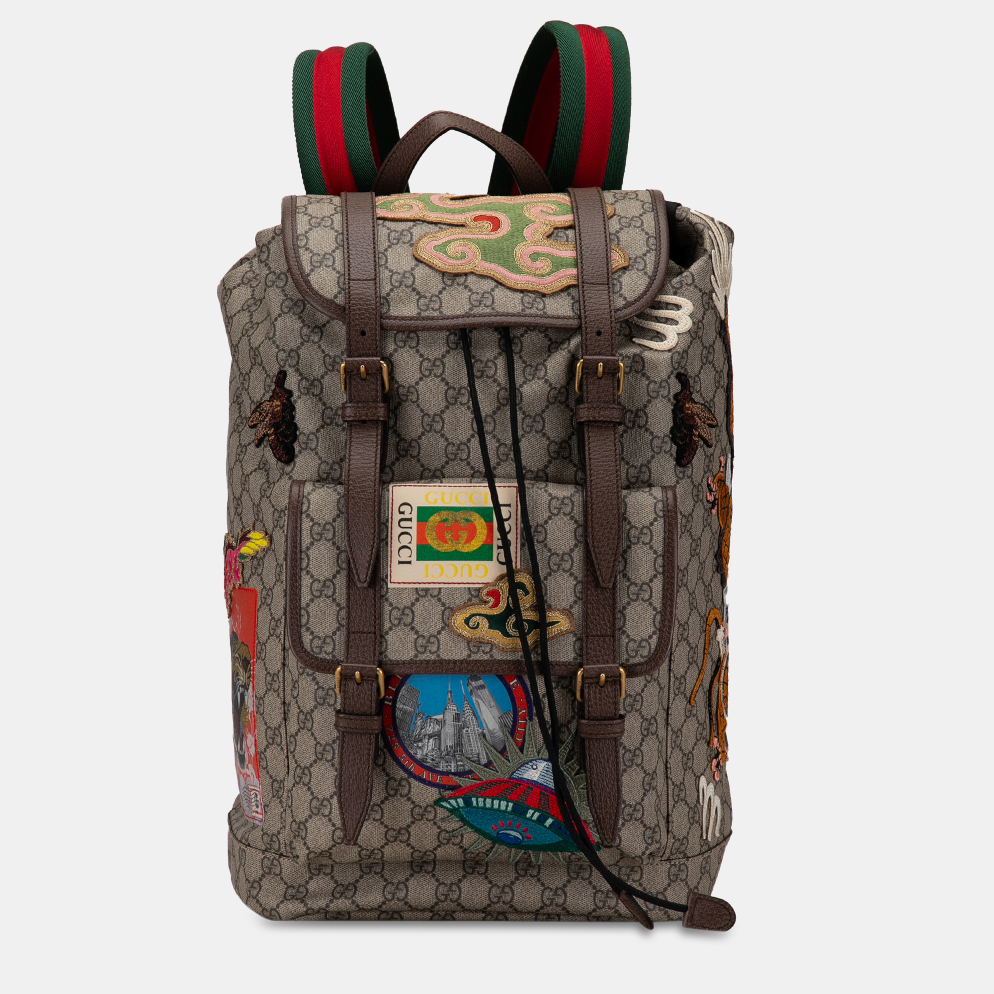 Pre-owned Gucci Gg Supreme Courrier Backpack In Brown