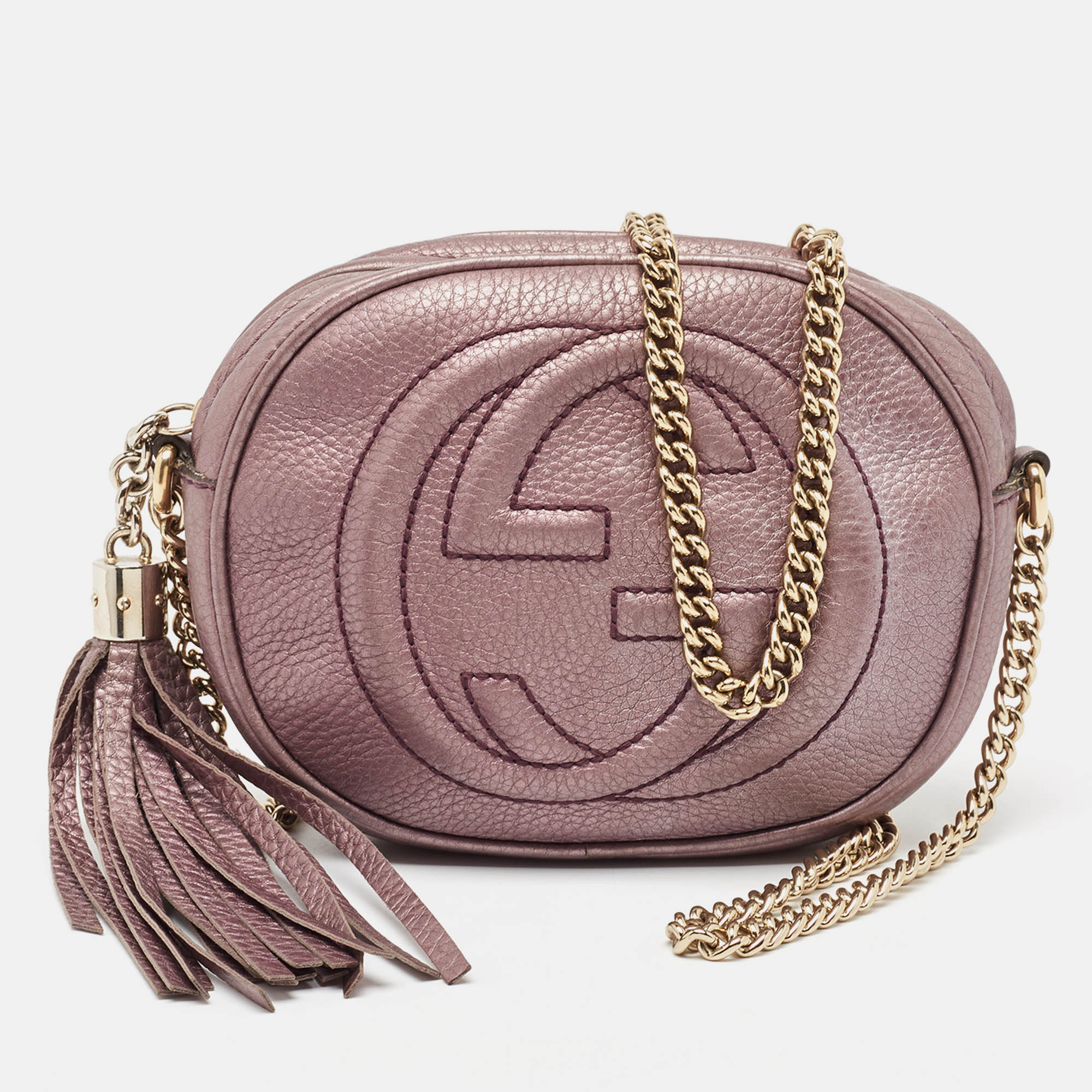 

Gucci Purple Leather Mini Soho Disco Chain Crossbody Bag