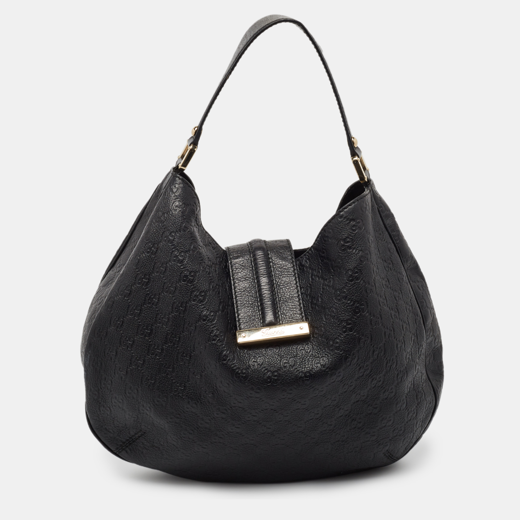 

Gucci Black Guccissima Leather Large New Ladies Web Hobo