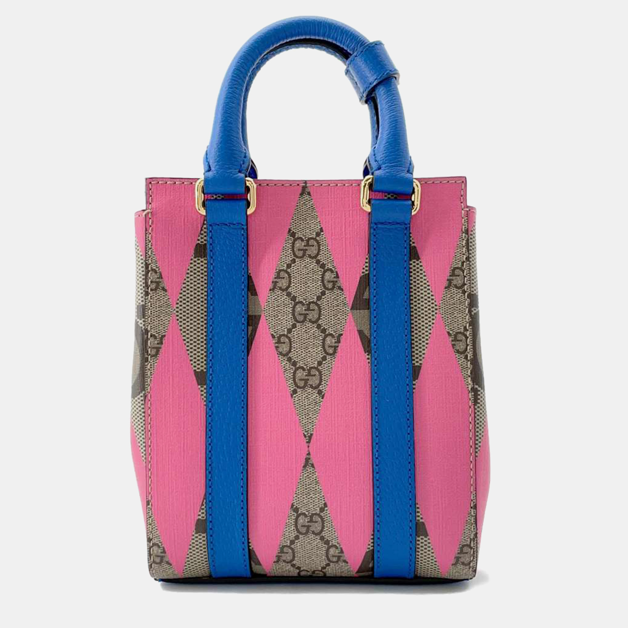 

Gucci Pink/Blue/Beige GG Canvas and Leather Rhombus Tote Bag
