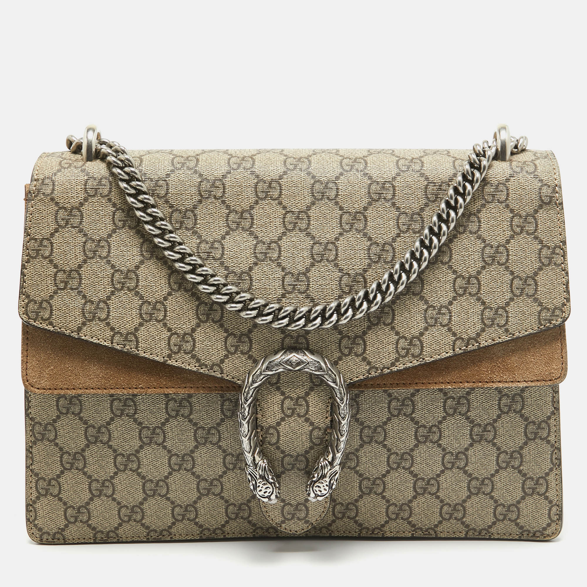 

Gucci Beige GG Supreme Canvas and Suede  Dionysus Shoulder Bag
