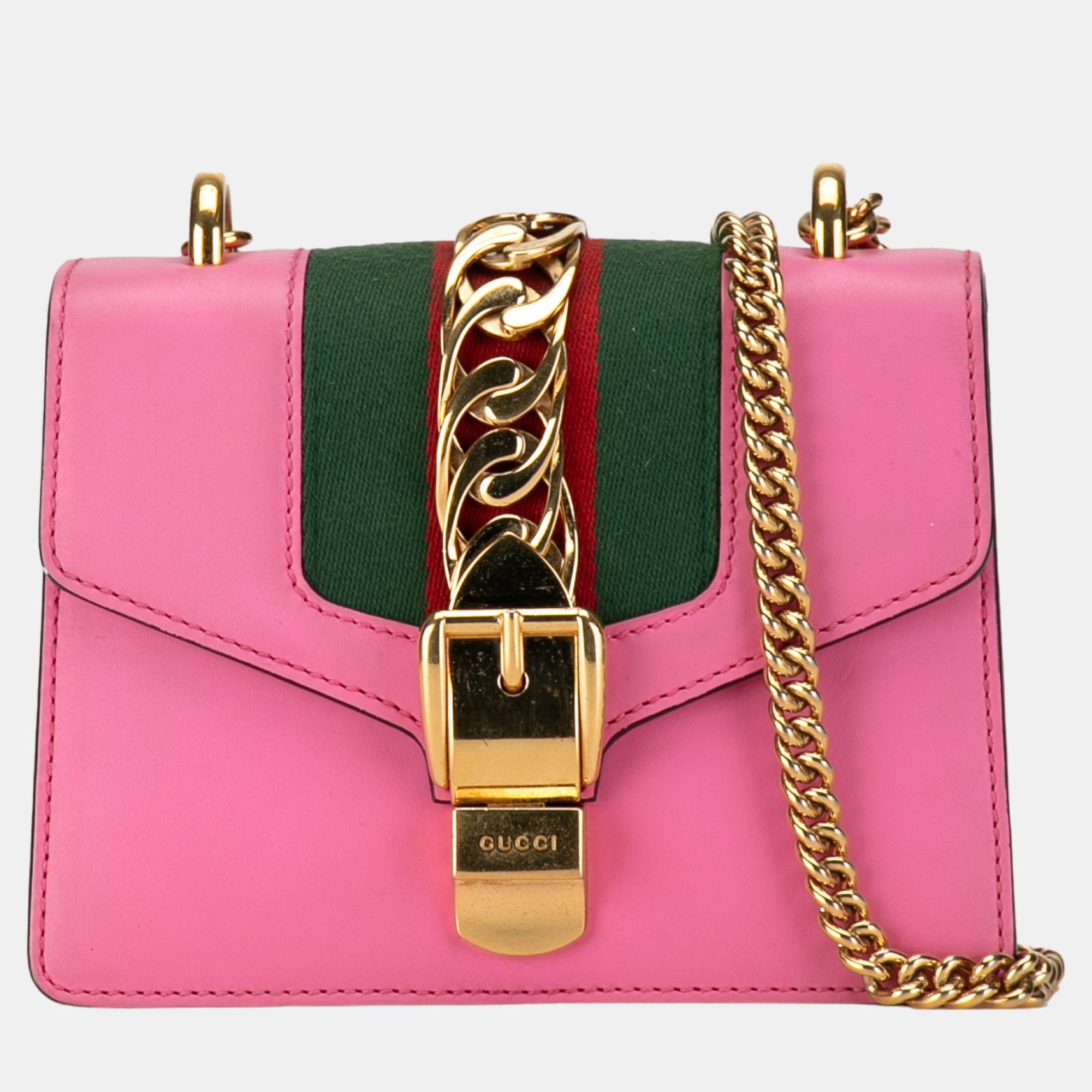 

Gucci Pink Mini Sylvie Leather Chain Crossbody