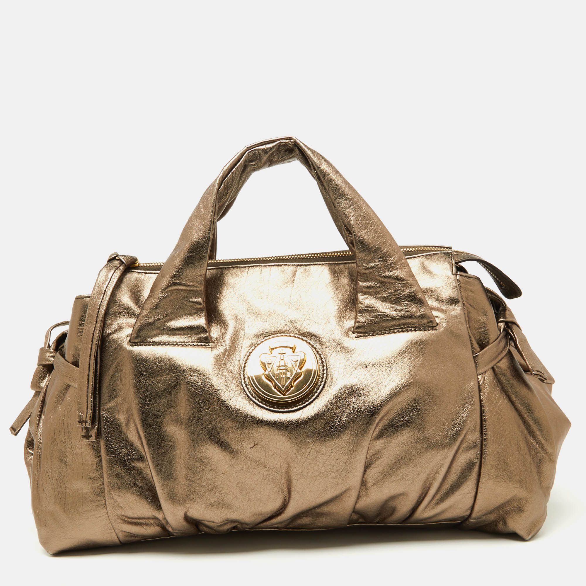 Pre-owned Gucci Metallic Gold Leather Hysteria Tote