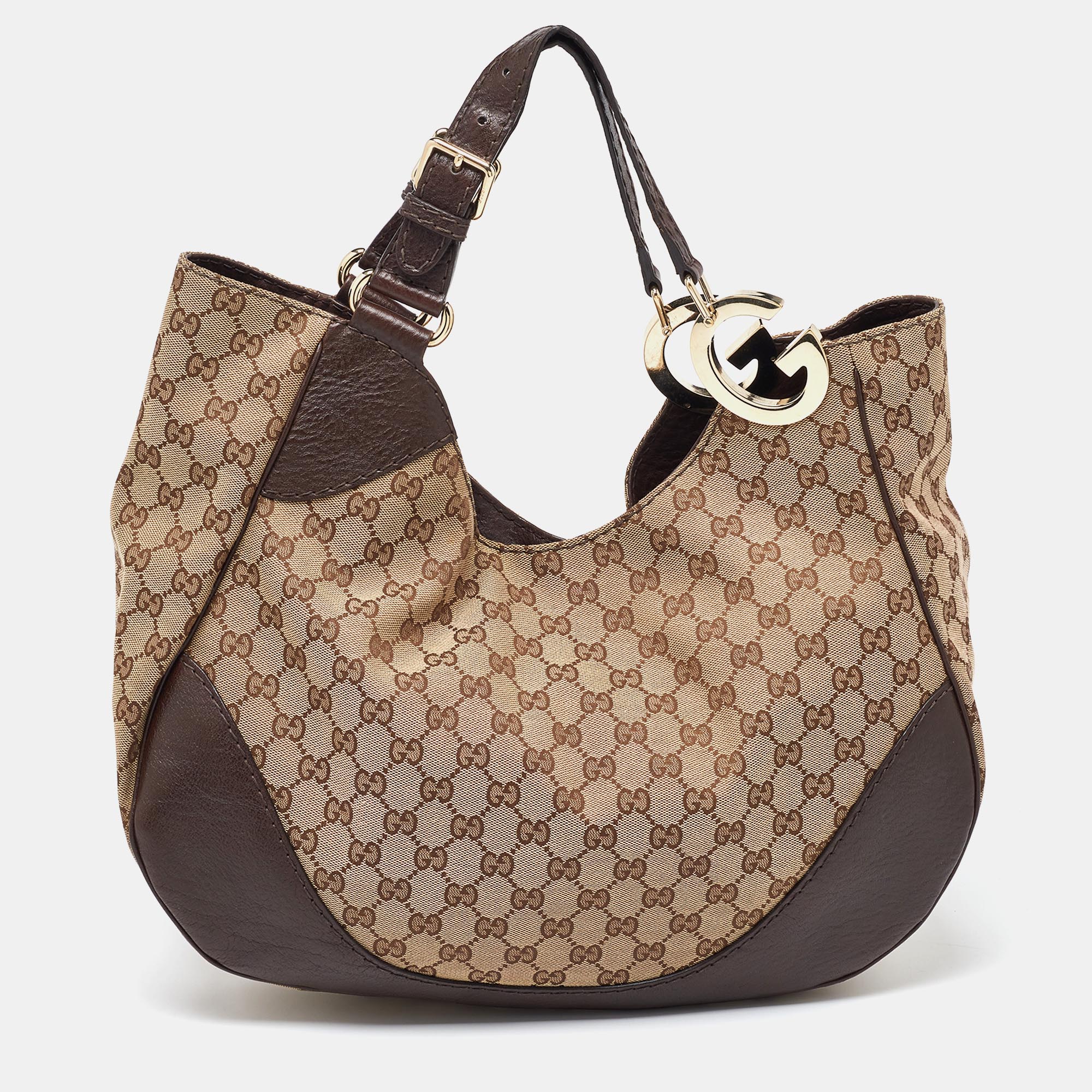 

Gucci Beige/Brown GG Canvas and Leather Charlotte Hobo