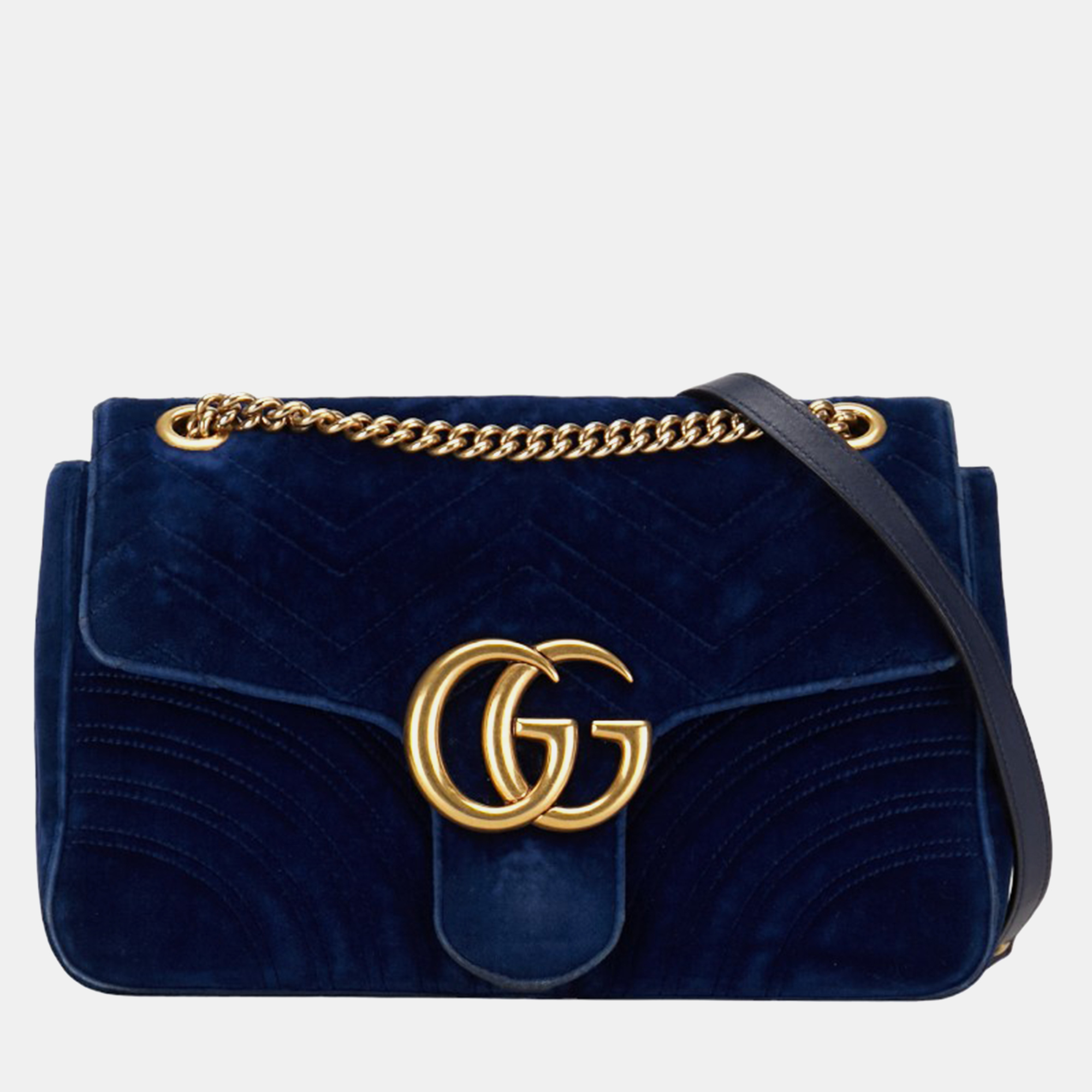 

Gucci Blue Velvet Medium GG Marmont Shoulder Bag