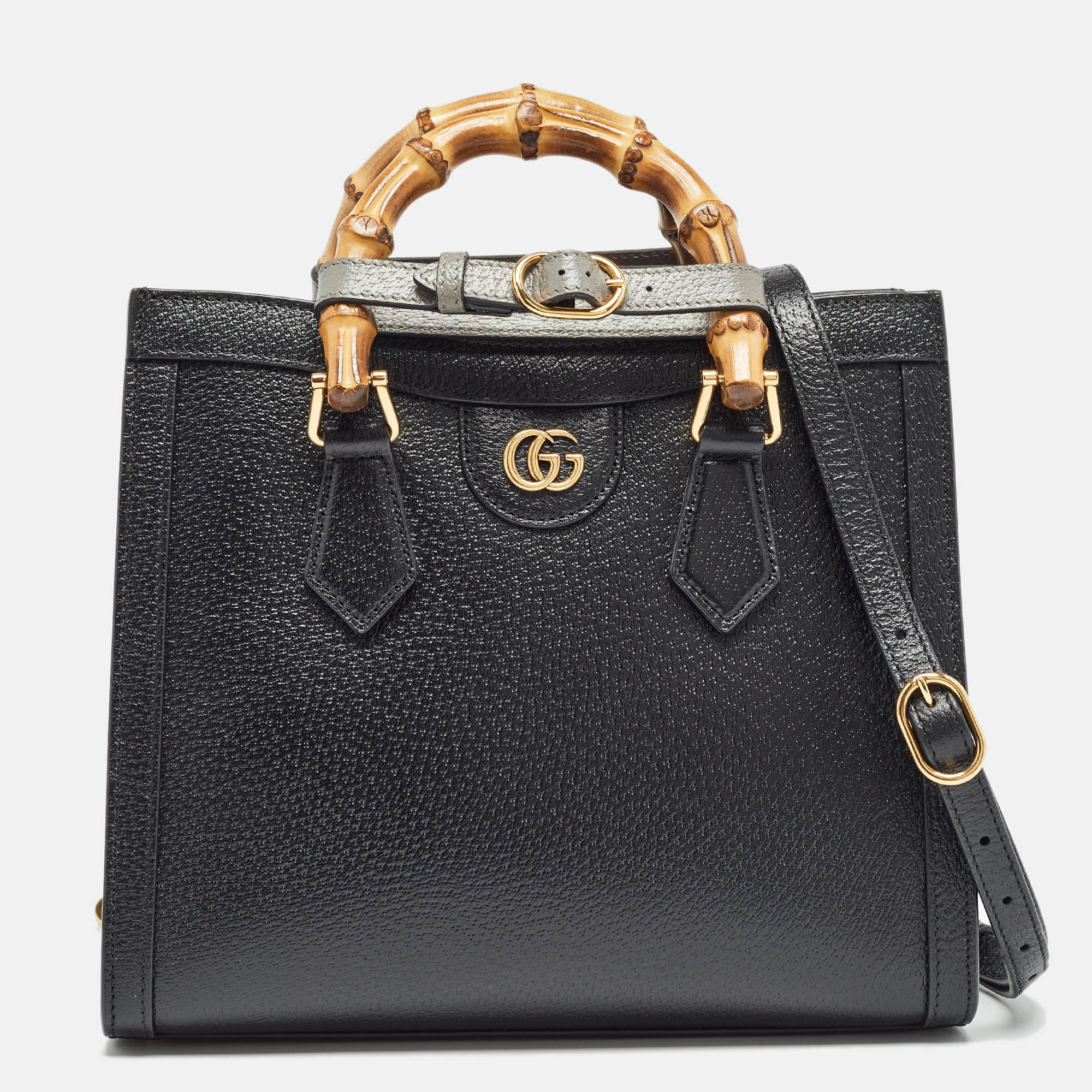 Pre-owned Gucci Black Leather Small Diana Tote