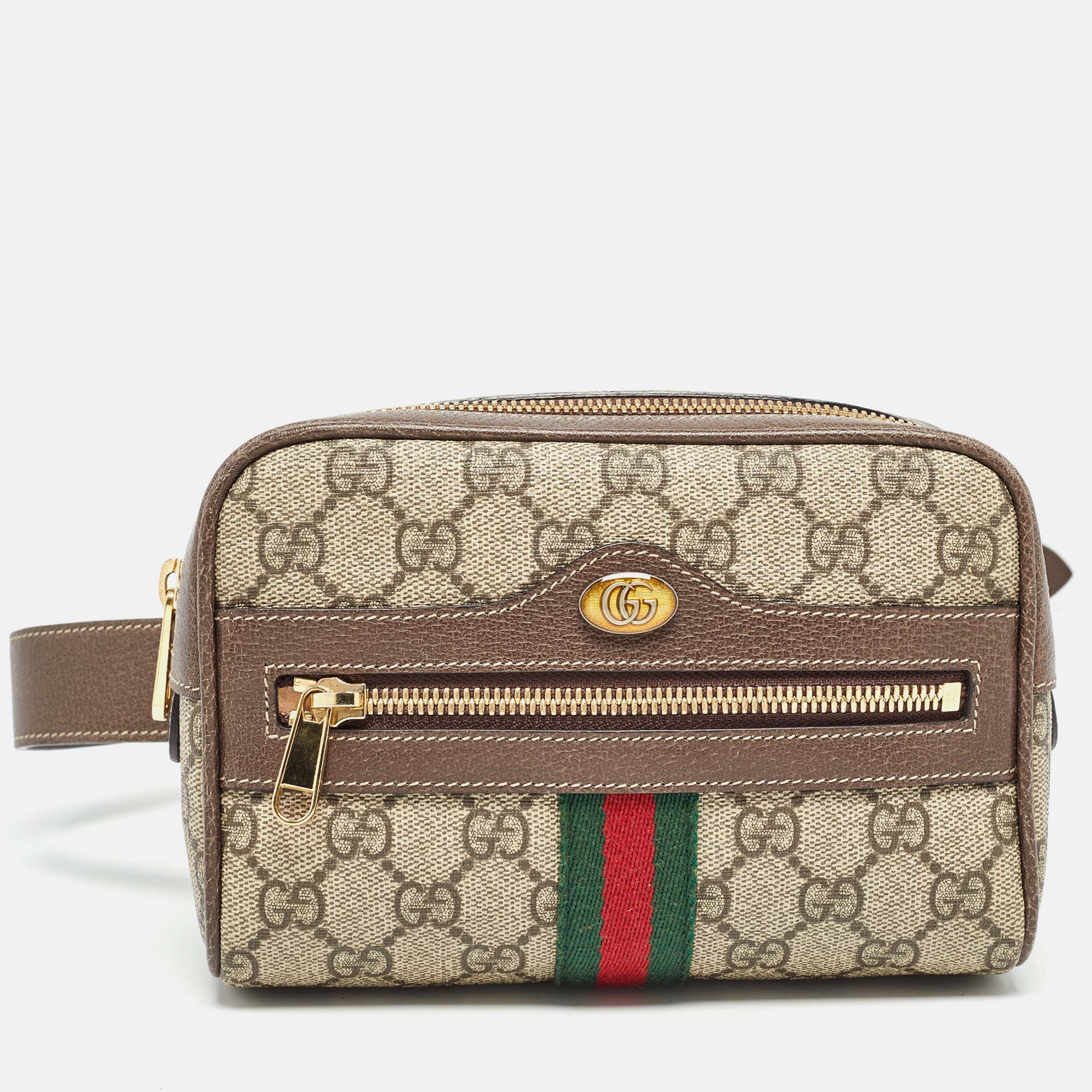 

Gucci Beige/Brown GG Supreme Canvas and Leather Ophidia Belt Bag