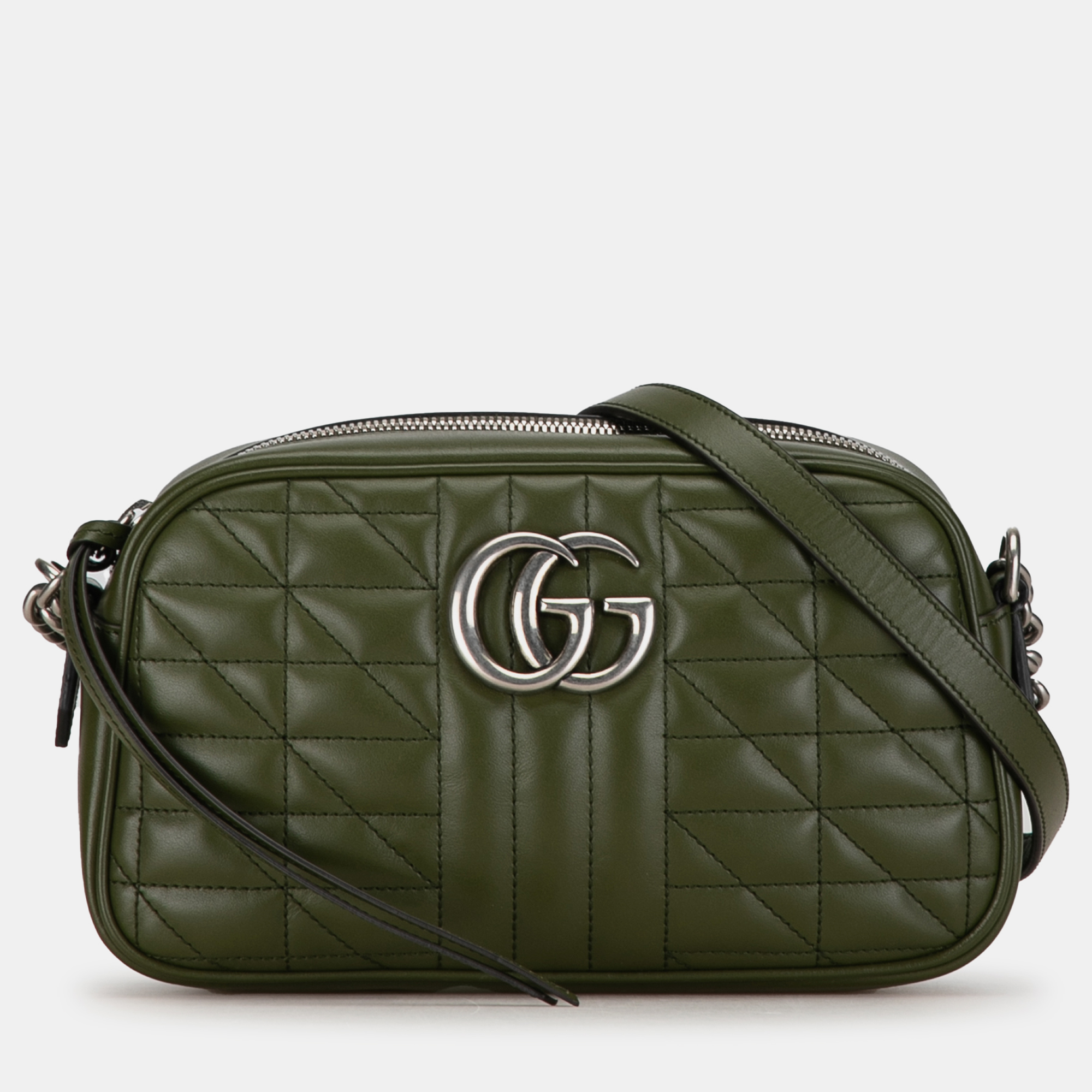 

Gucci Small GG Marmont Aria Matelasse Camera Bag, Green