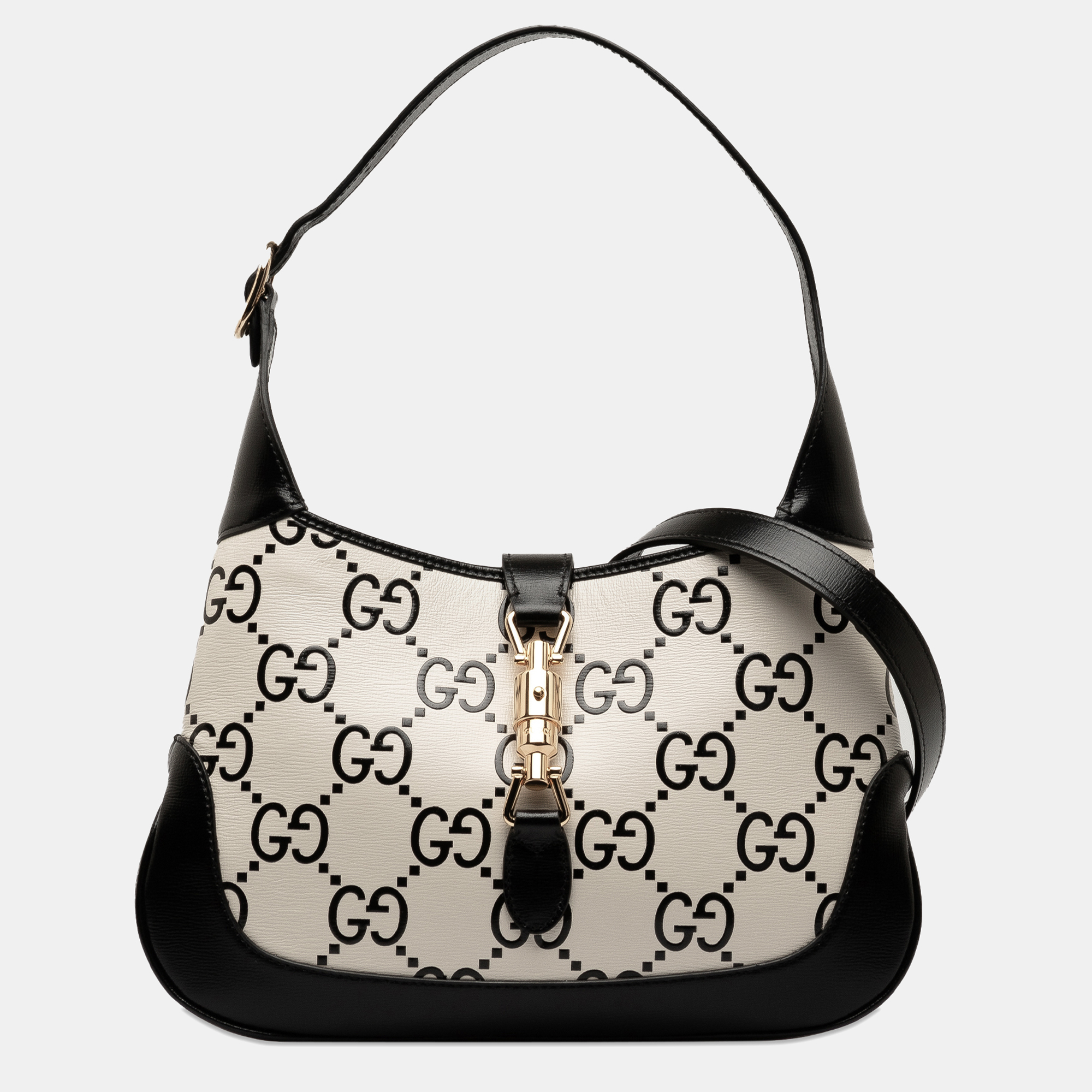 

Gucci Small GG Print Leather Jackie 1961 Bag, White