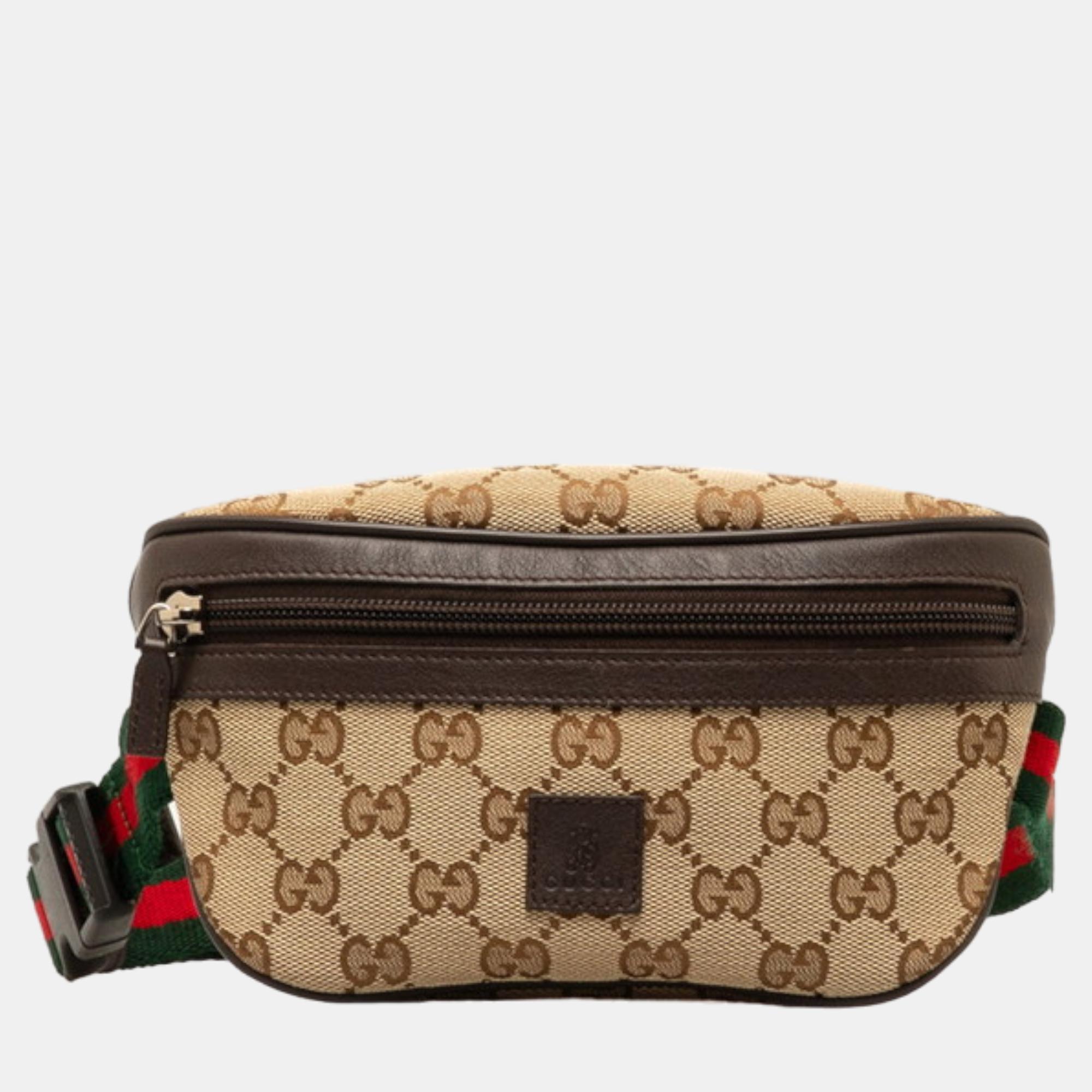 

Gucci Brown Canvas GG Canvas Web Belt Bag