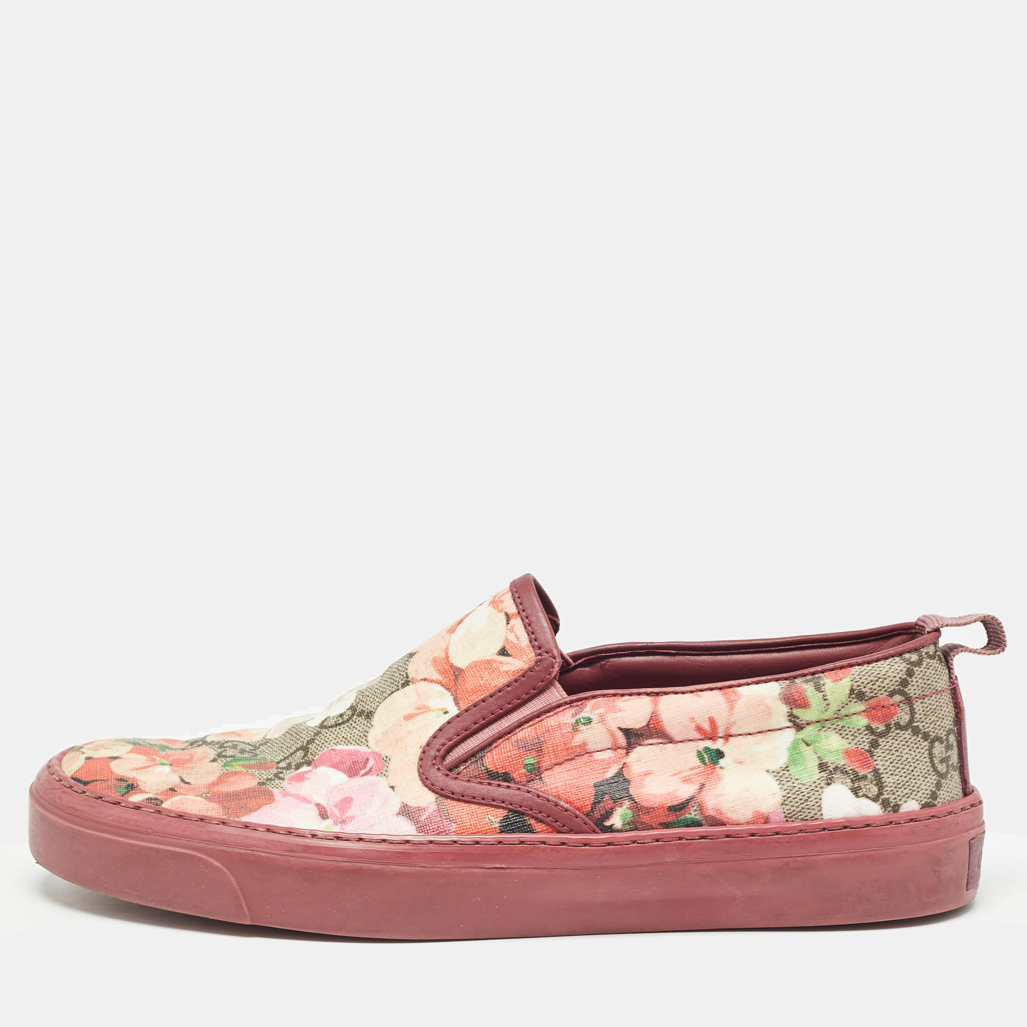 

Gucci Pink Canvas Flower Print Slip On Sneakers Size