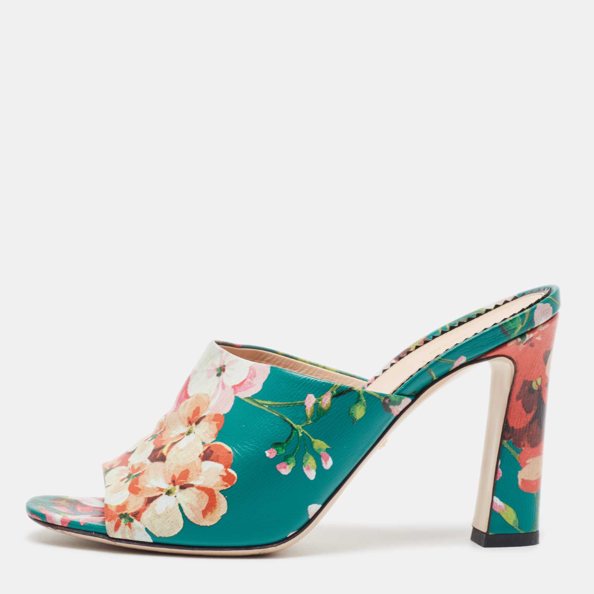 

Gucci Multicolor Floral Print Leather Shanghai Blooms Slide Sandals Size