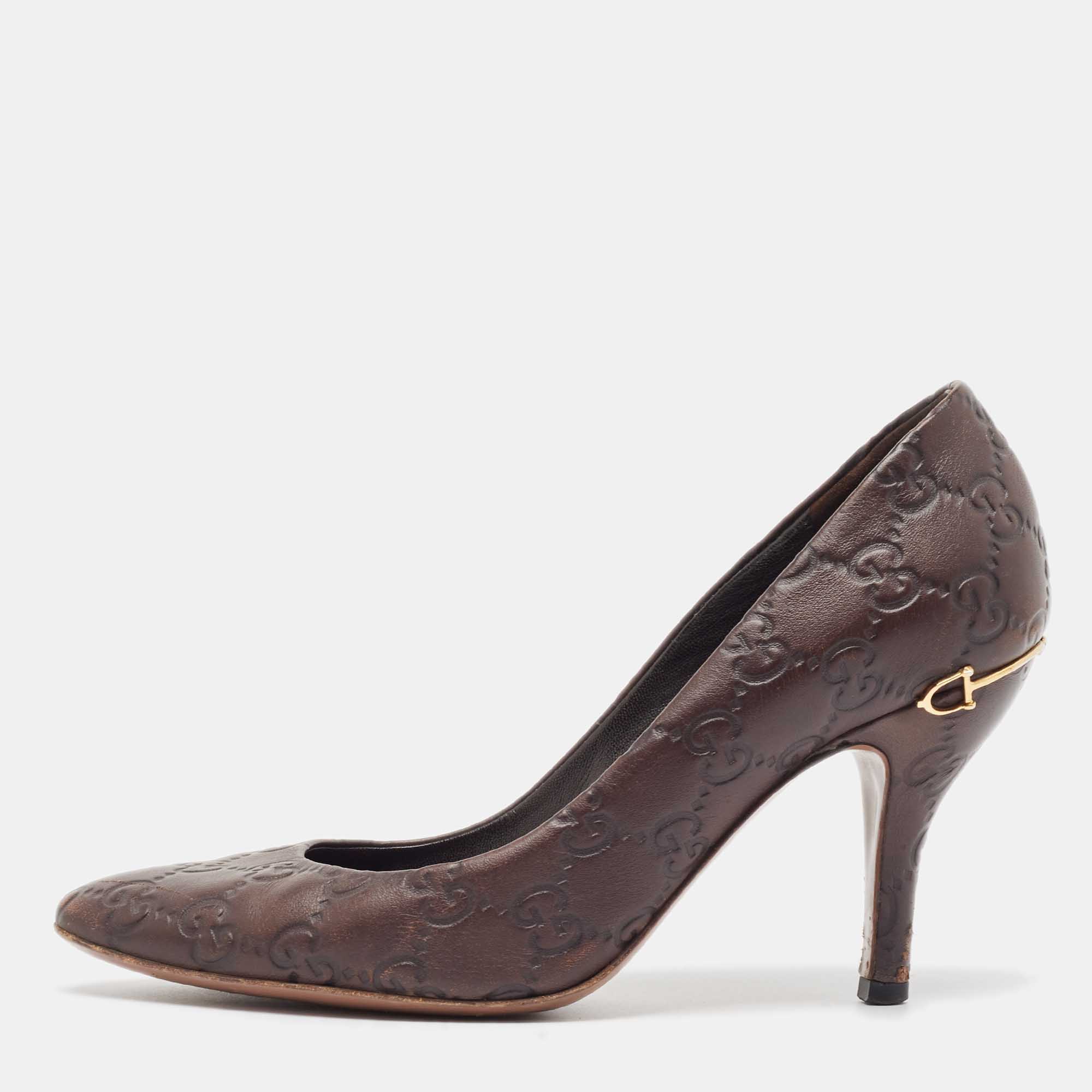 

Gucci Brown Guccissima Leather Pointed Toe Pumps Size