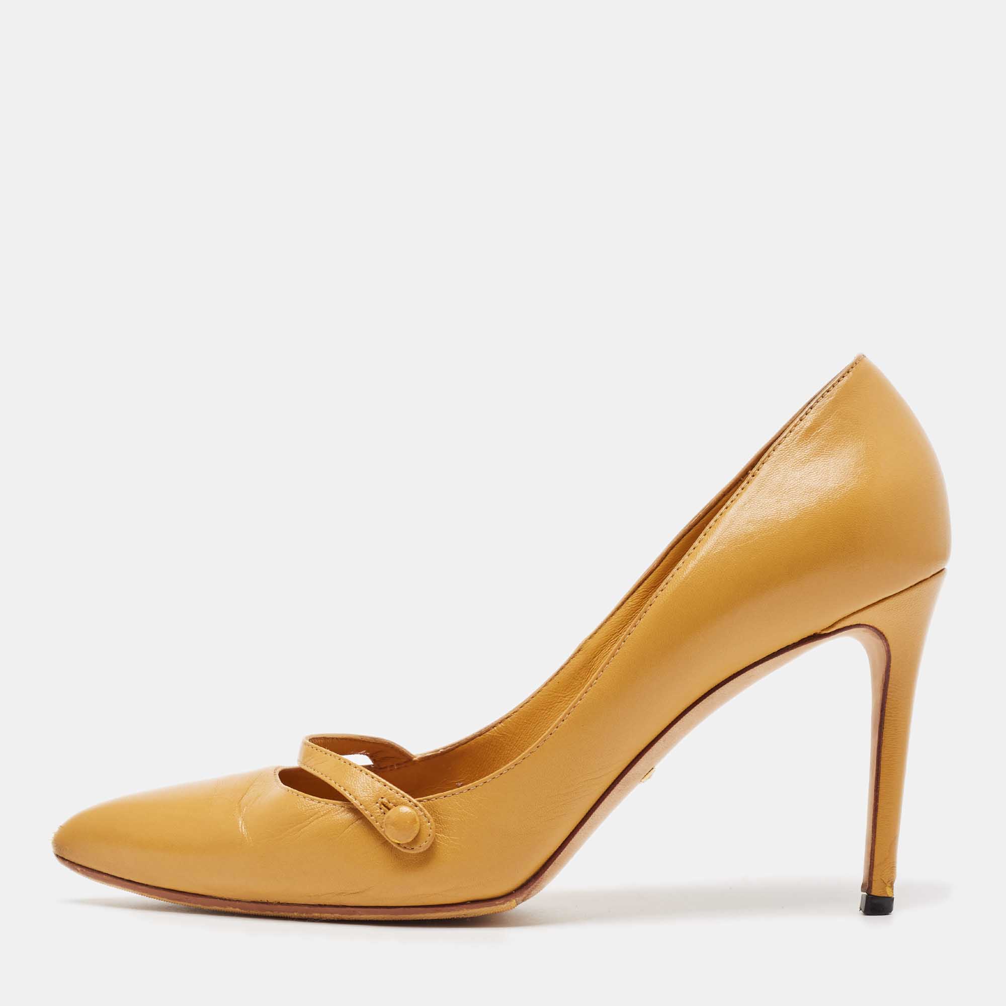 

Gucci Leather Mustard Yellow Leather Pointed Toe Pumps Size