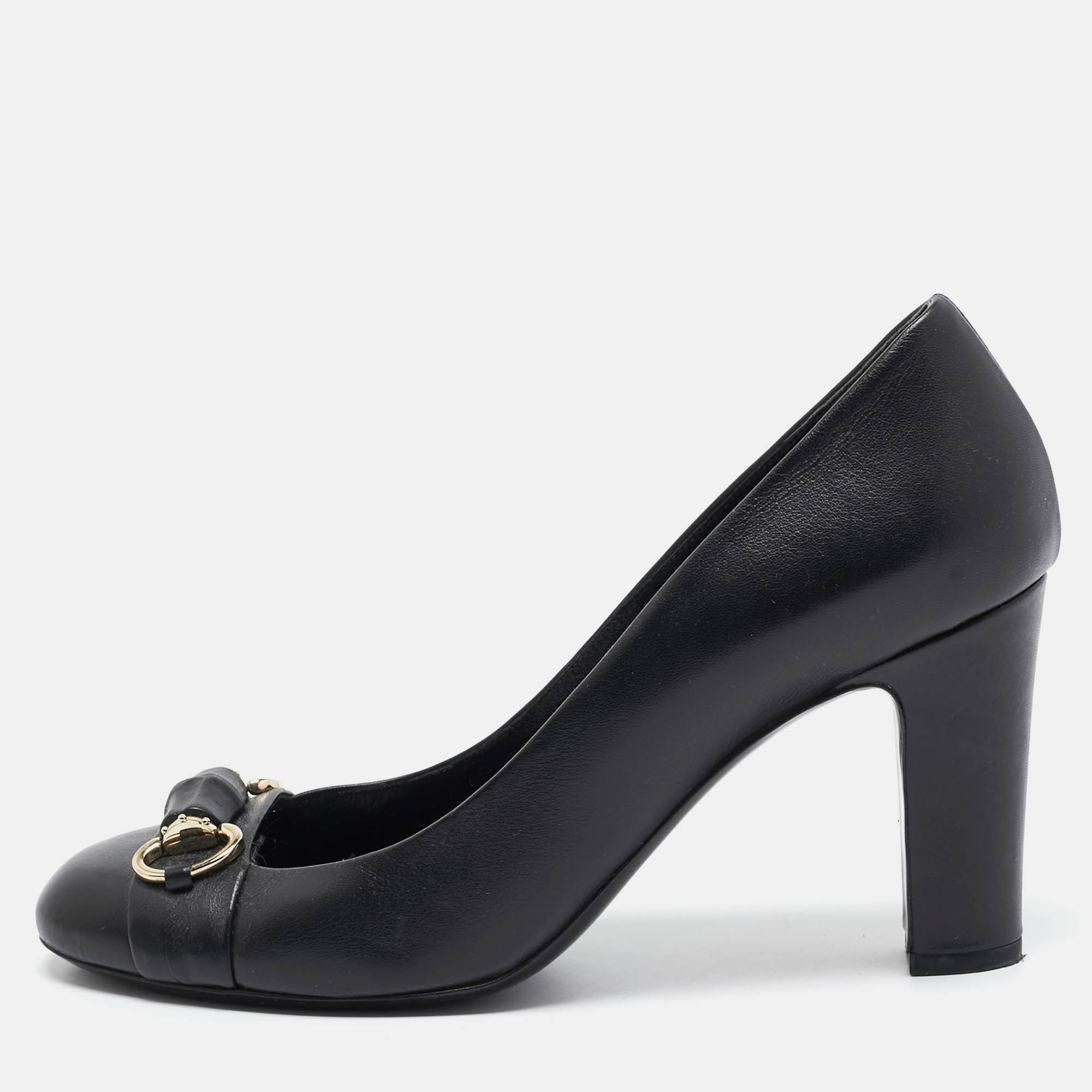 

Gucci Black Leather Bamboo Horsebit Pumps Size