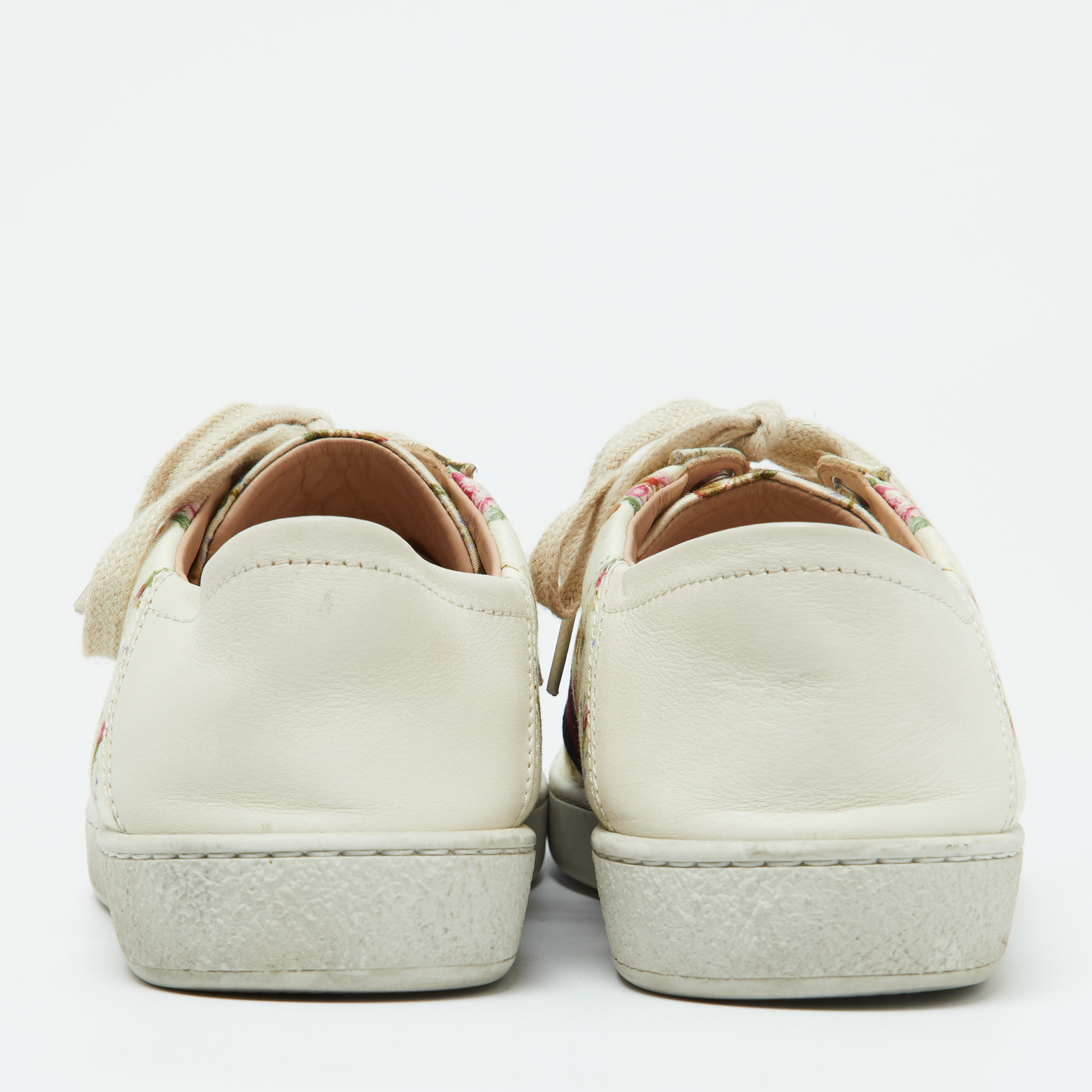 Gucci Multicolor Canvas and Leather Web Bee Ace Low Top Sneakers Size 36.5 