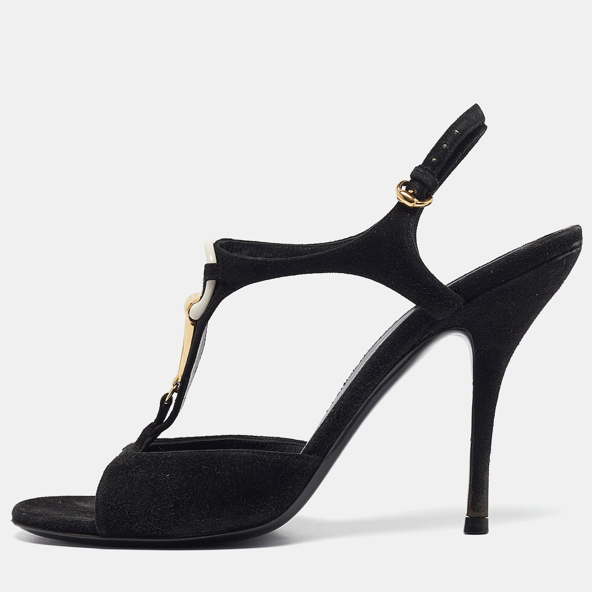 

Gucci Black Suede T-Strap Open Toe Sandals Size