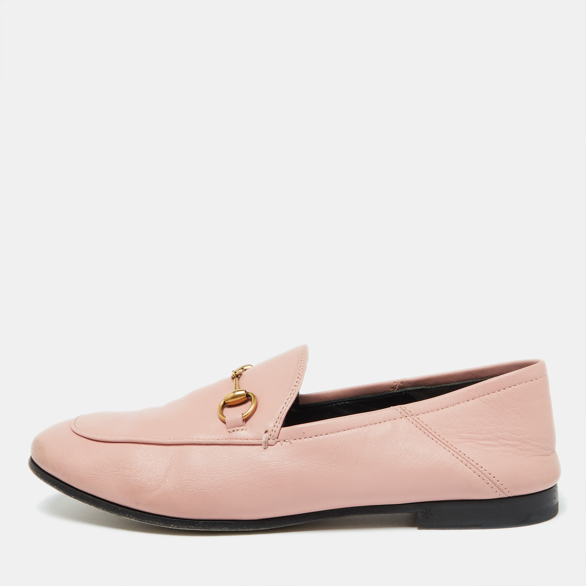 Pre-owned Gucci Pink Leather Jordaan Loafers Size 36