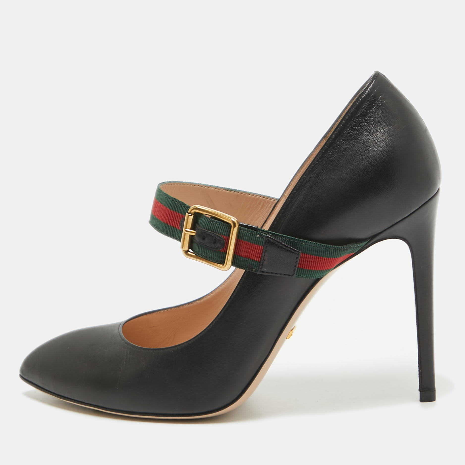 

Gucci Black Leather Sylvie Mary Jane Pumps Size