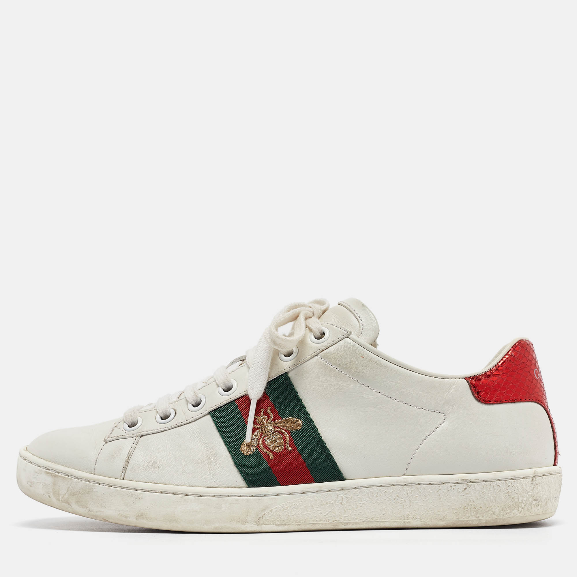 

Gucci White Leather Ace Low Top Sneakers